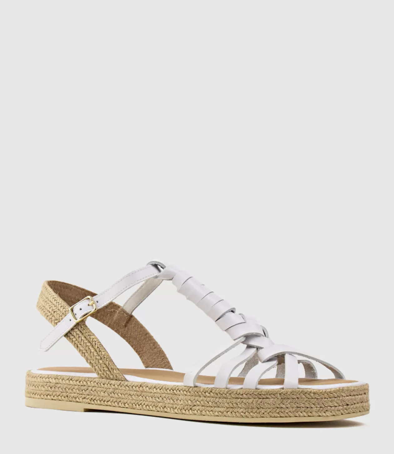 Edward Meller Low Sandals<Lyra Wrapped T-Bar Flat Espadrille In White