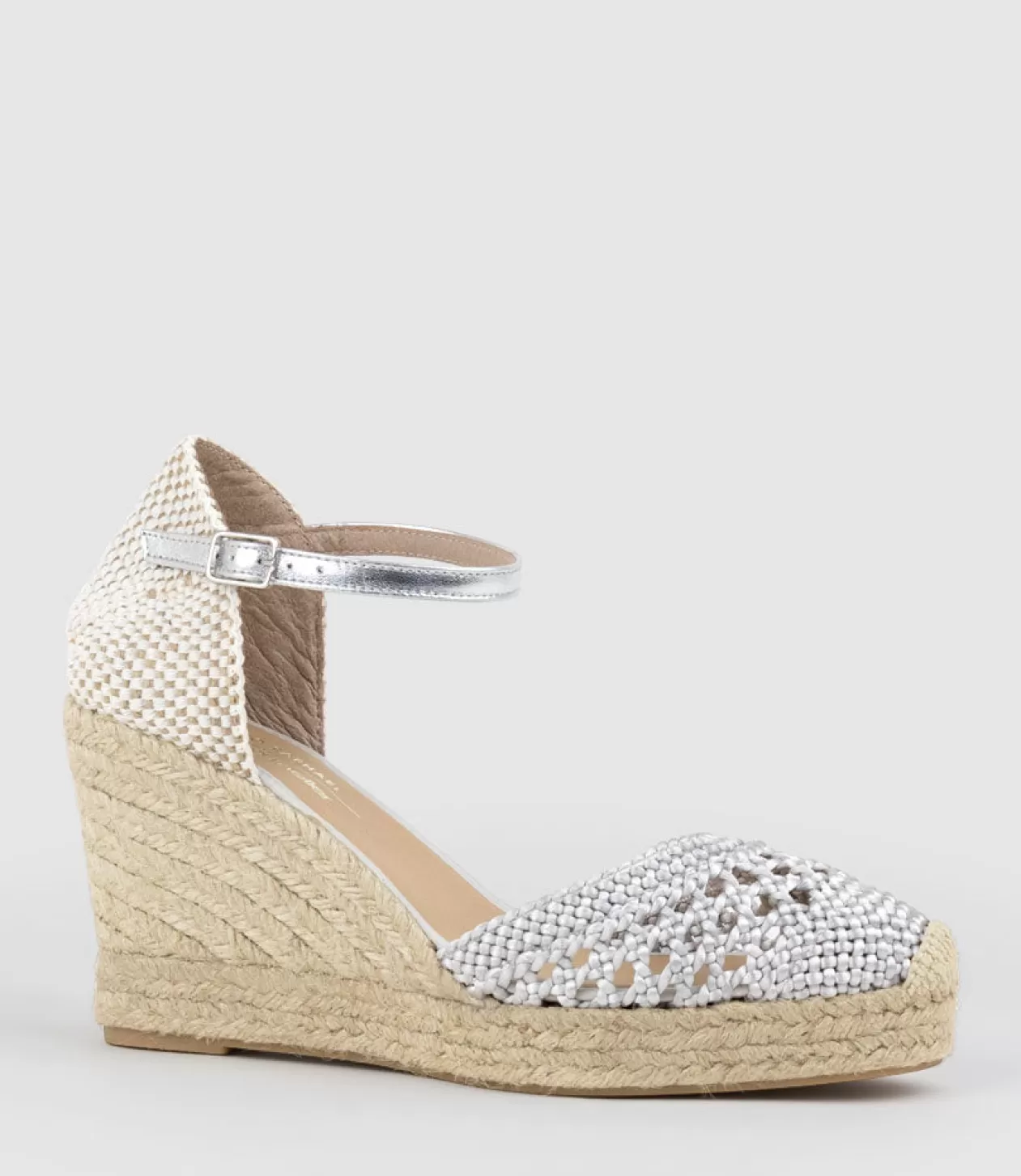 Edward Meller High Heel Sandals<Madras Closed Toe Espadrille In Silver