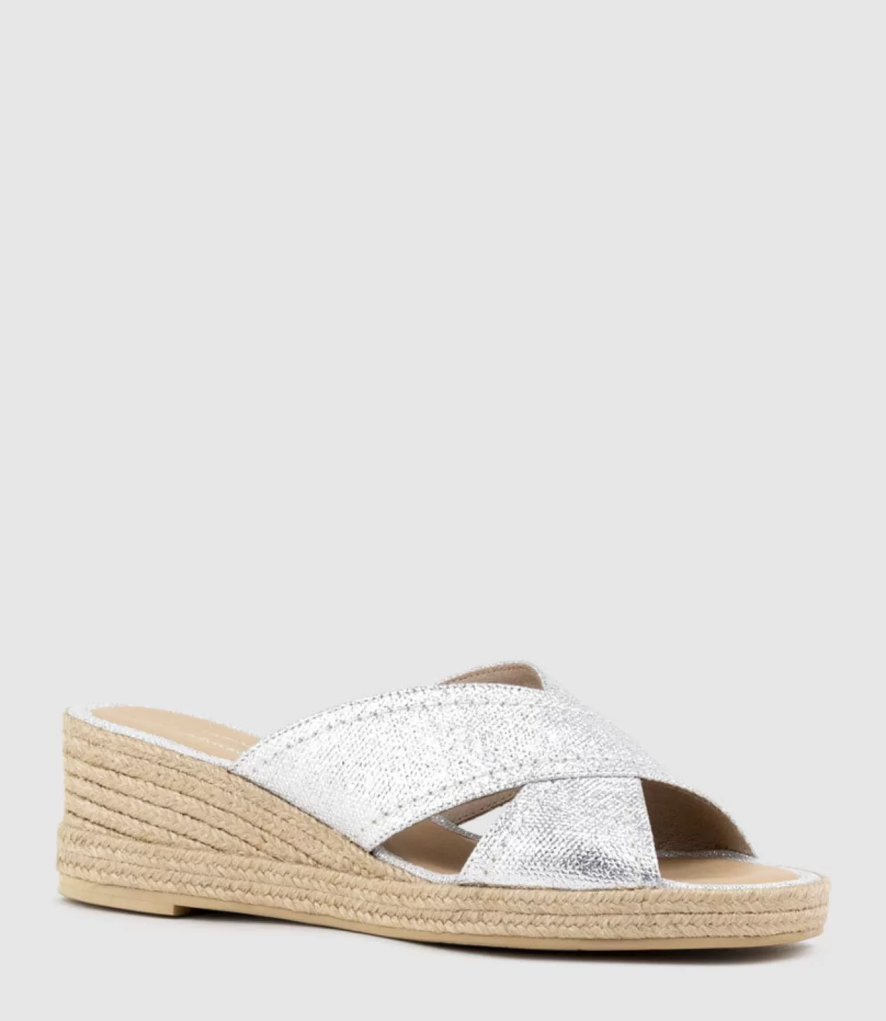 Edward Meller Mid Heel Sandals<Malina Crossover Slide Espadrille In Silver