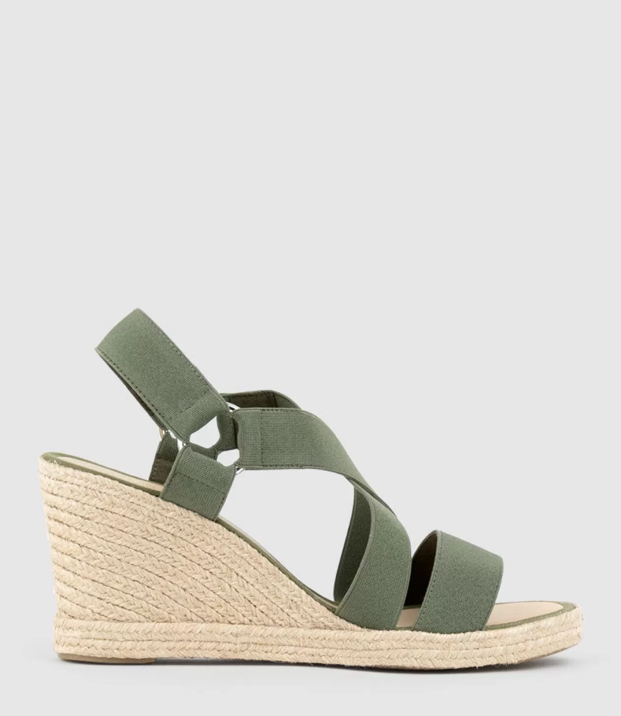 Edward Meller High Heel Sandals<Miria Elastic Crossover Espadrille In Khaki