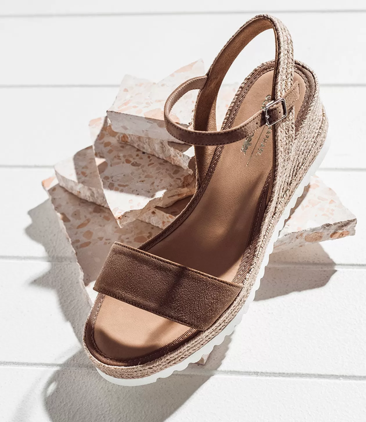 Edward Meller Mid Heel Sandals<Mylo Single Strap Espadrille In Tan Suede