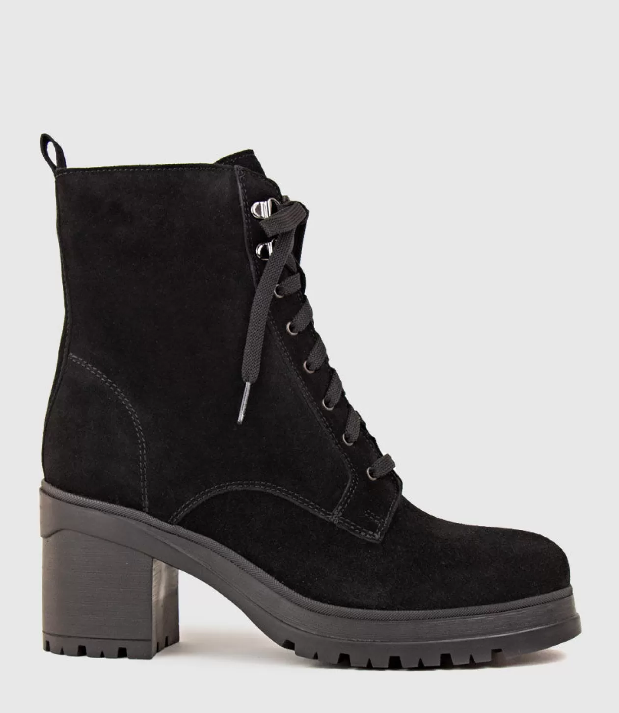 Edward Meller Ankle Boots<Prunella Lace Up On Rubber Heel In Black Suede