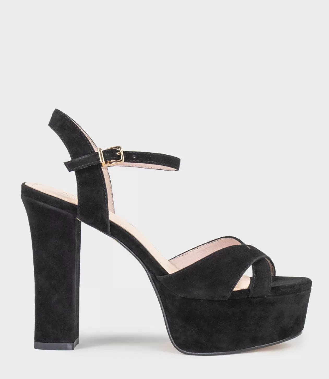 Edward Meller High Heel Sandals<Ramona125 Inverted Crossover Platform Sandal In Black Suede