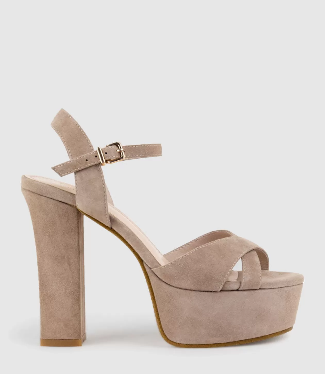 Edward Meller Platform Sandals<Ramona125 Inverted Crossover Platform Sandal In Nude Suede