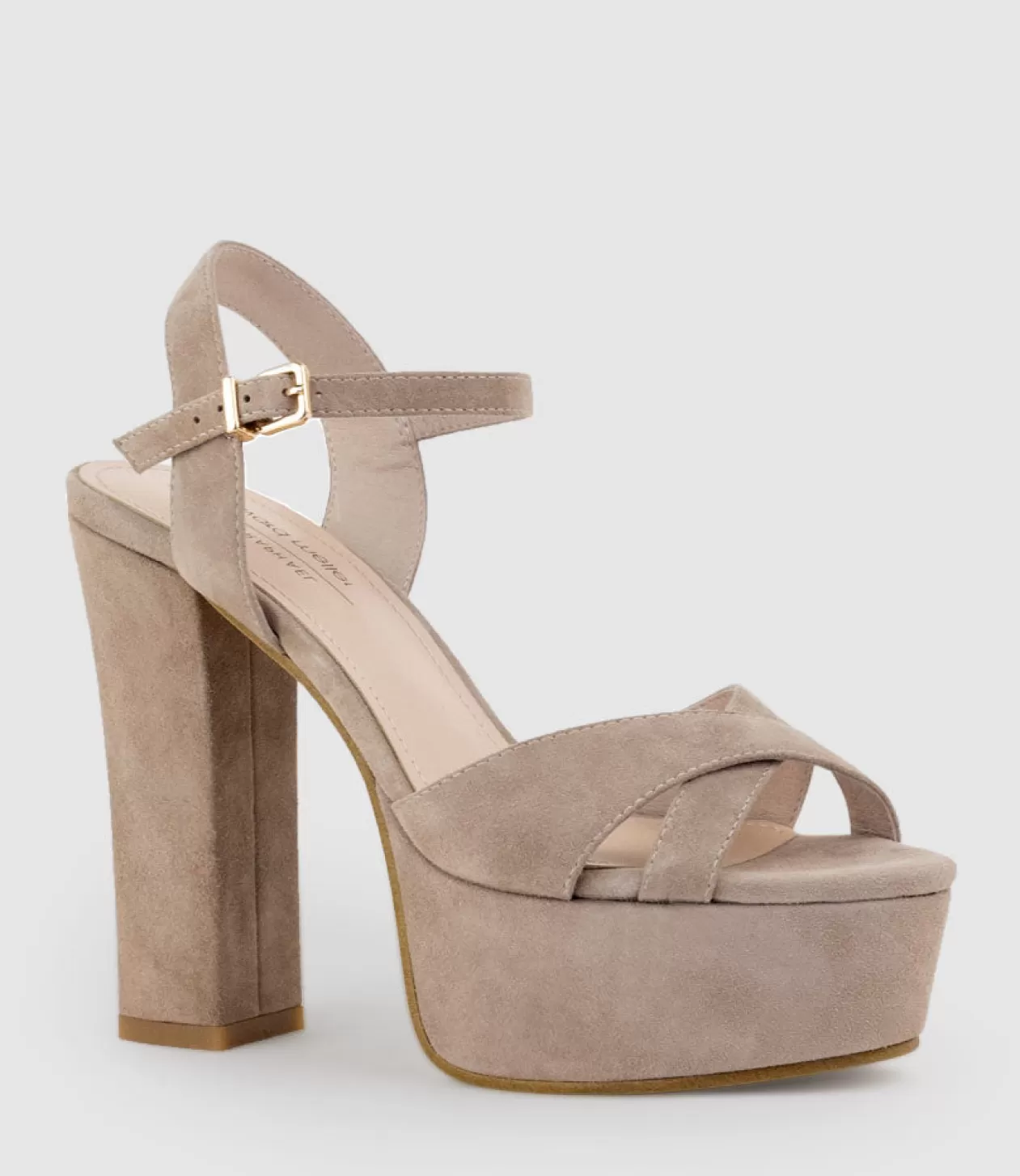 Edward Meller High Heel Sandals<Ramona125 Inverted Crossover Platform Sandal In Nude Suede