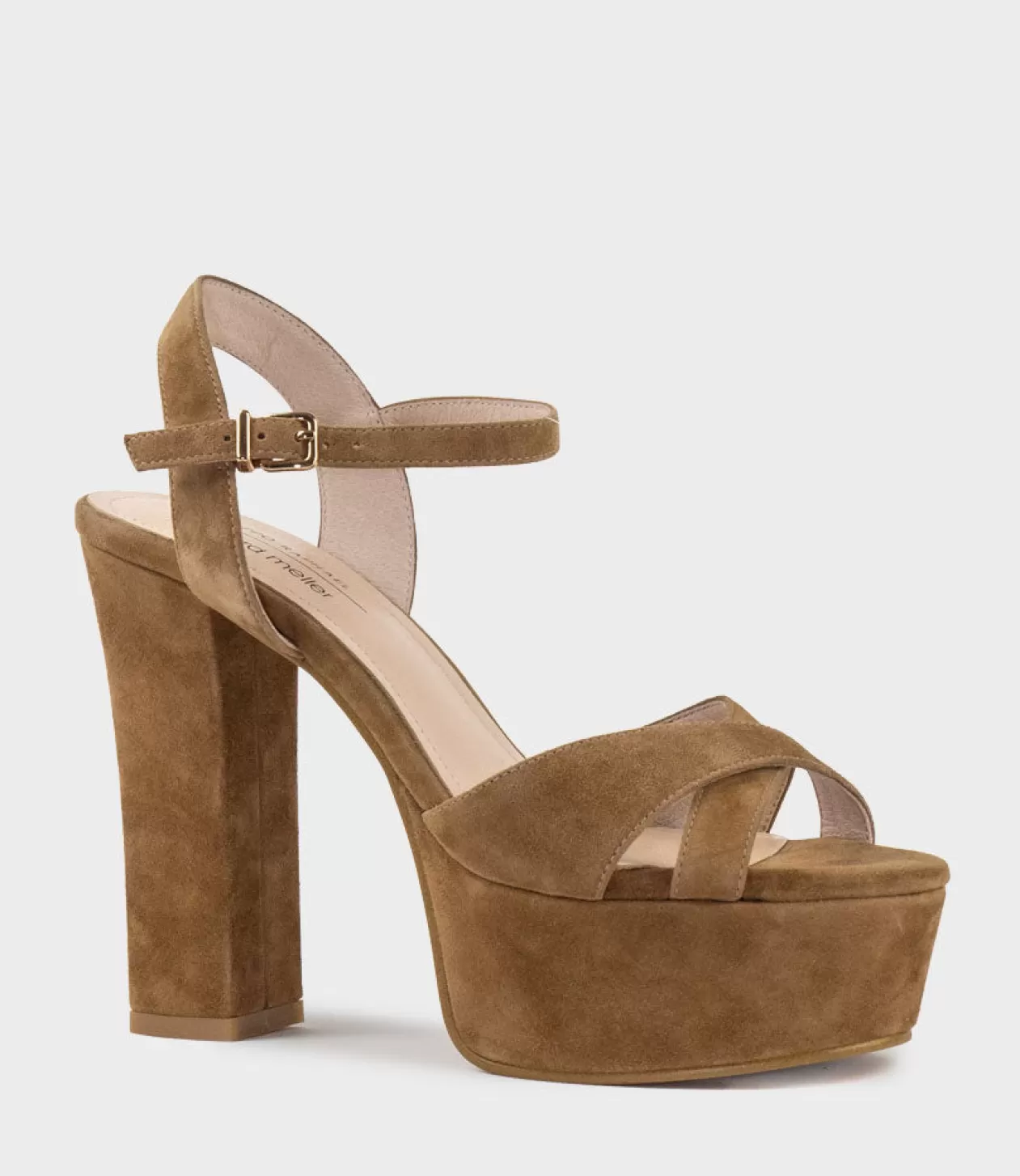 Edward Meller Platform Sandals<Ramona125 Inverted Crossover Platform Sandal In Tawny Suede