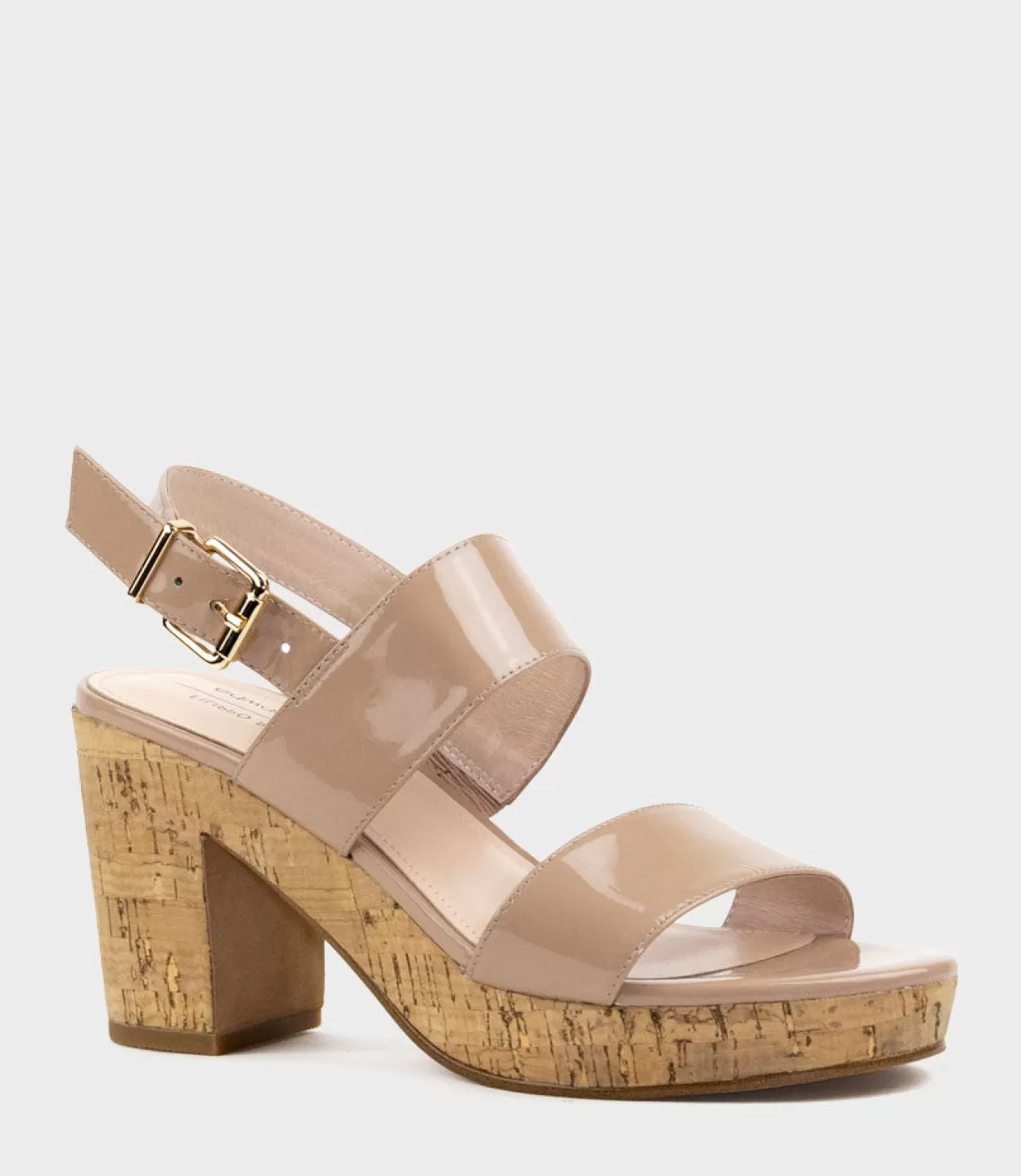 Edward Meller Platform Sandals<Rana80 Two Strap Sandal On Cork Unit In Nude Patent