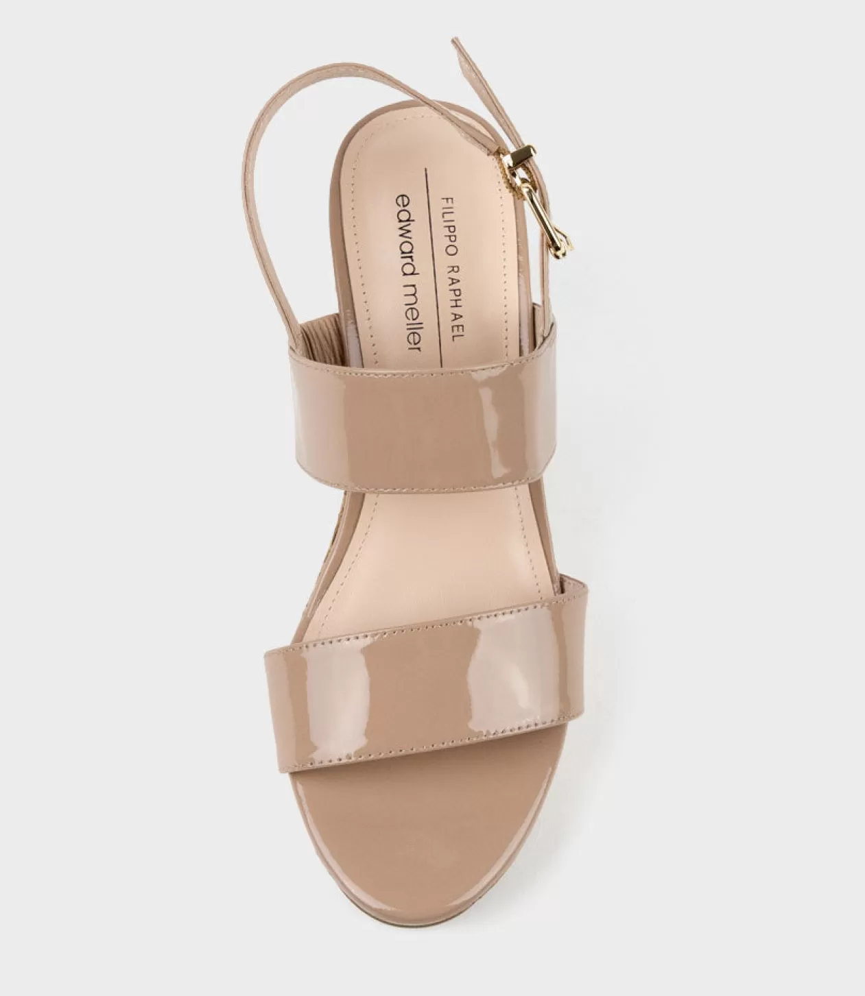 Edward Meller High Heel Sandals<Rana80 Two Strap Sandal On Cork Unit In Nude Patent