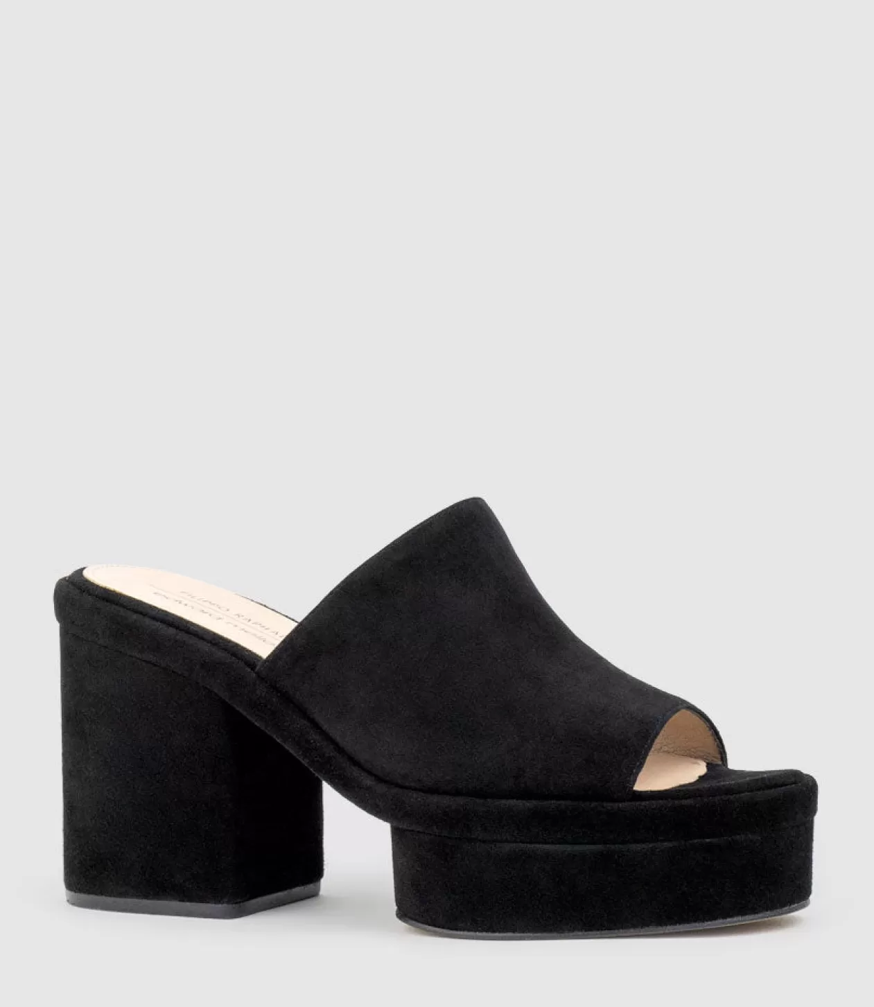 Edward Meller High Heel Sandals<Rascal90 Exaggerated Platform Slide In Black Suede