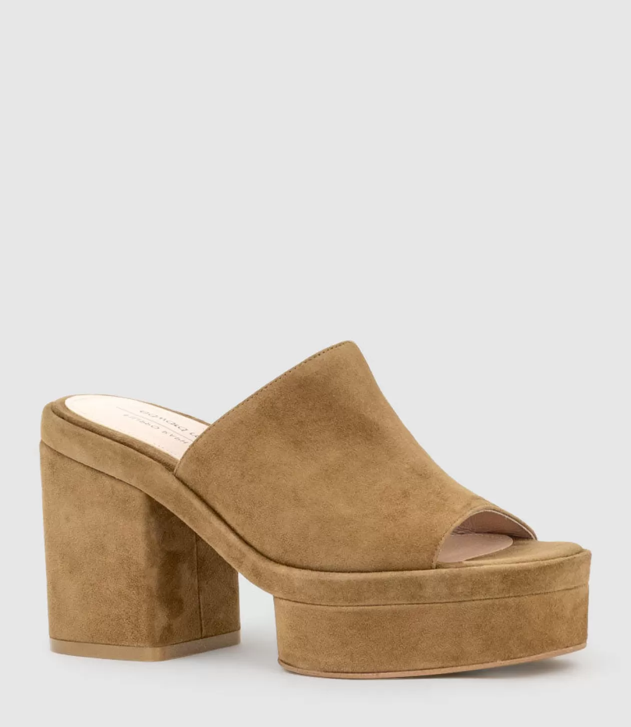 Edward Meller High Heel Sandals<Rascal90 Exaggerated Platform Slide In Tawny Suede