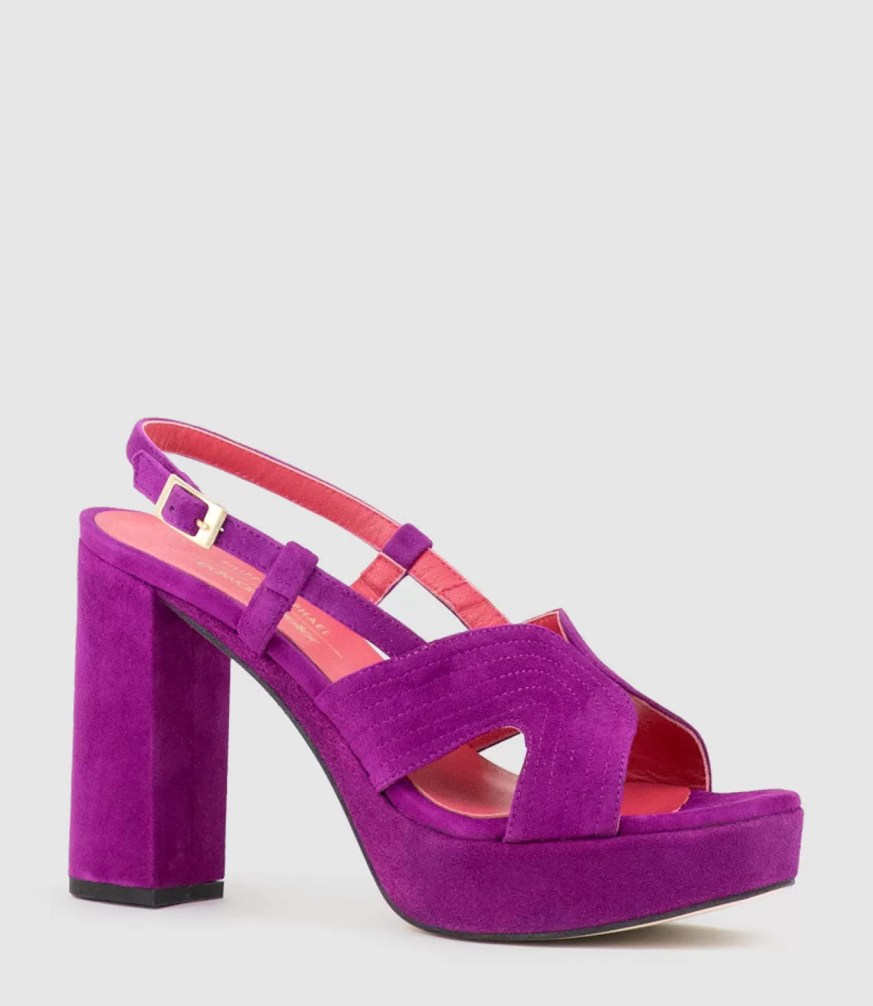 Edward Meller High Heel Sandals<Rastine115 Open Toe Platform Sandal In Magenta Suede