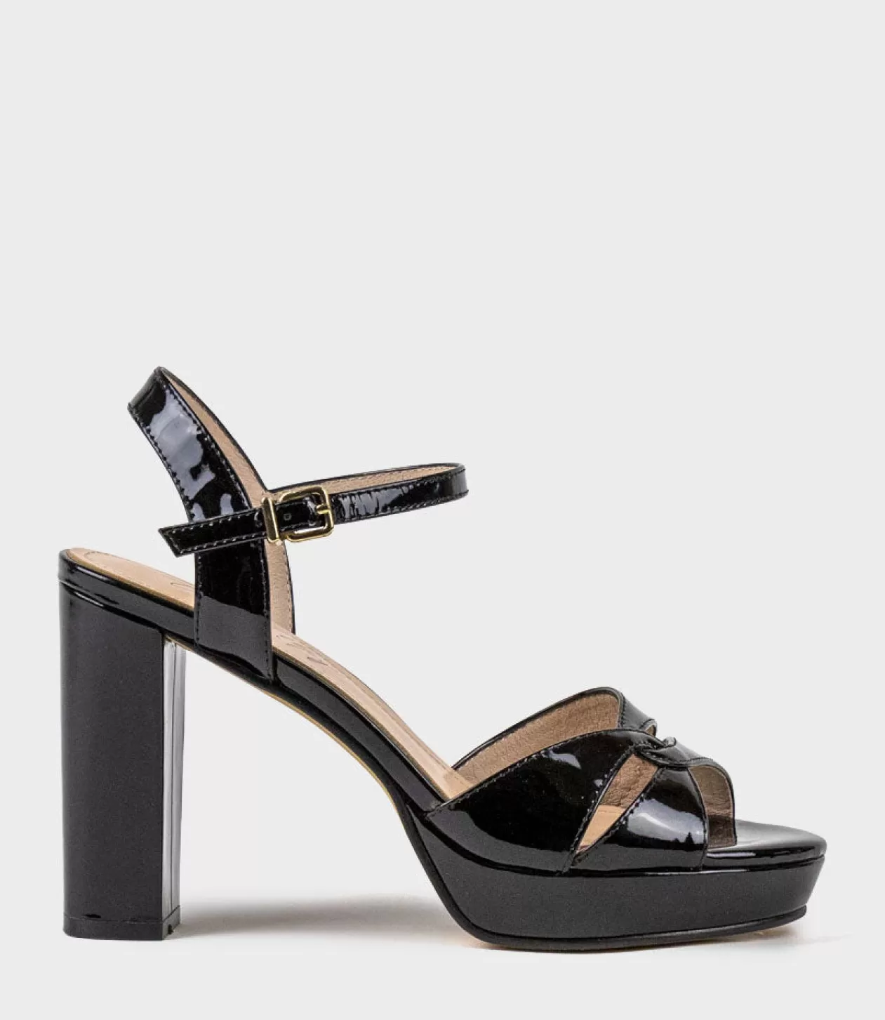 Edward Meller High Heel Sandals<Regent100 Interlocked Detail Platform Sandal In Black Patent