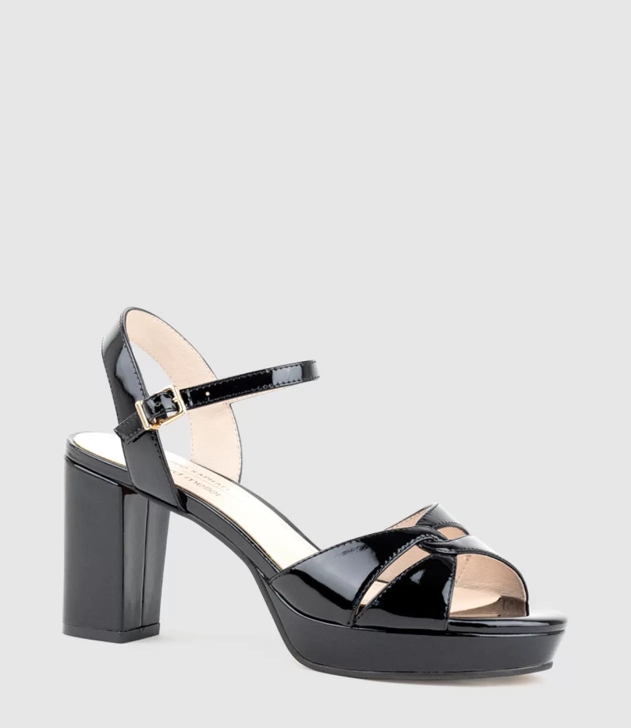 Edward Meller High Heel Sandals<Regent80 Interlocked Detail Platform Sandal In Black Patent