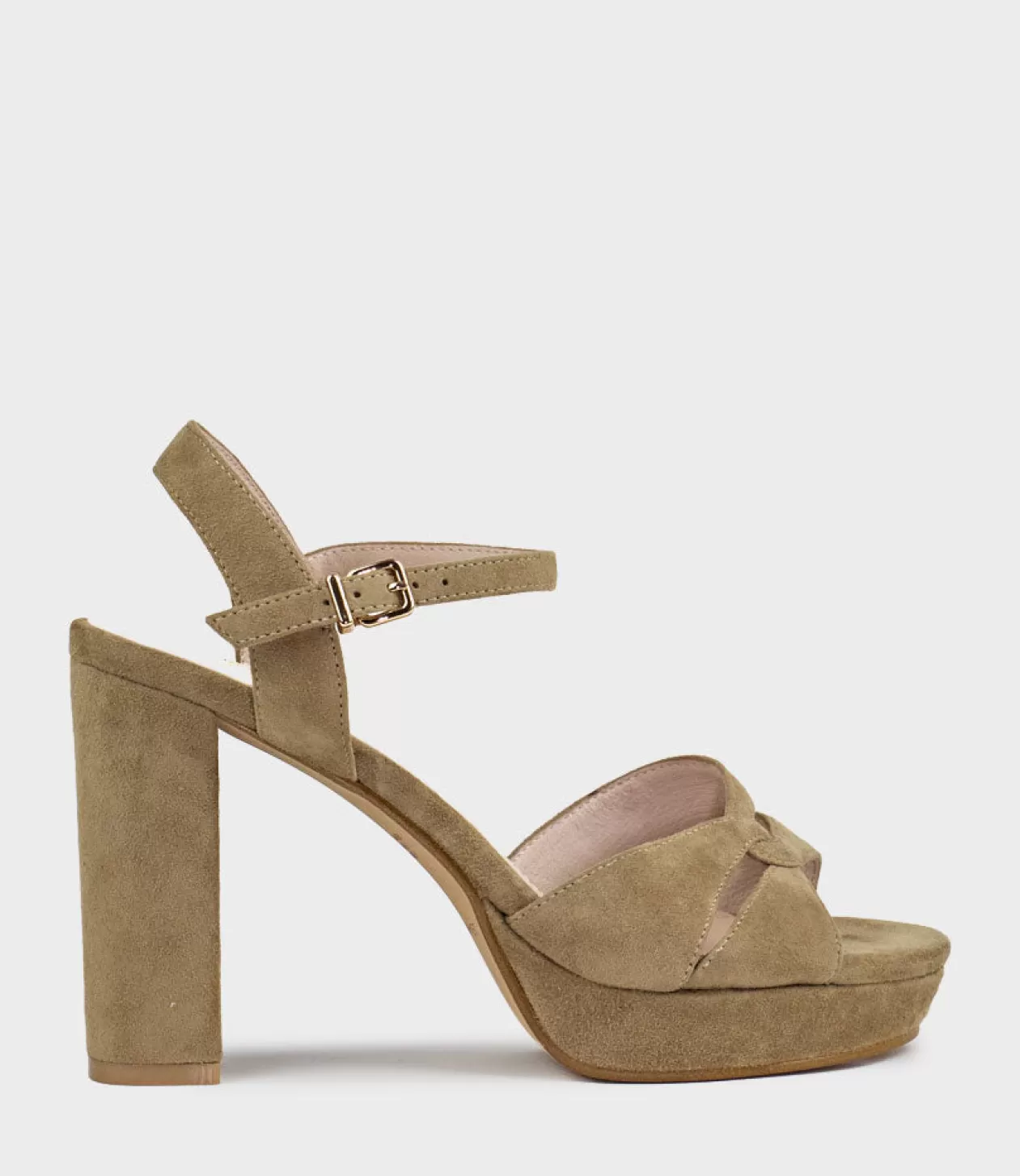 Edward Meller High Heel Sandals<Regent100 Interlocked Detail Platform Sandal In Camel Suede