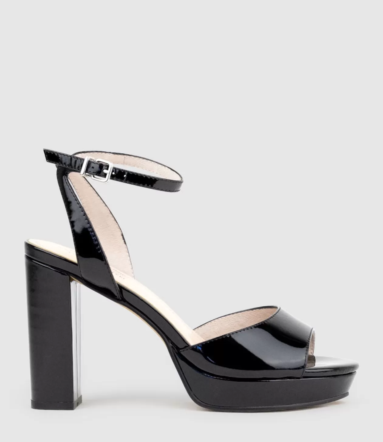 Edward Meller High Heel Sandals<Rena100 Open Toe Platform Sandal In Black Patent