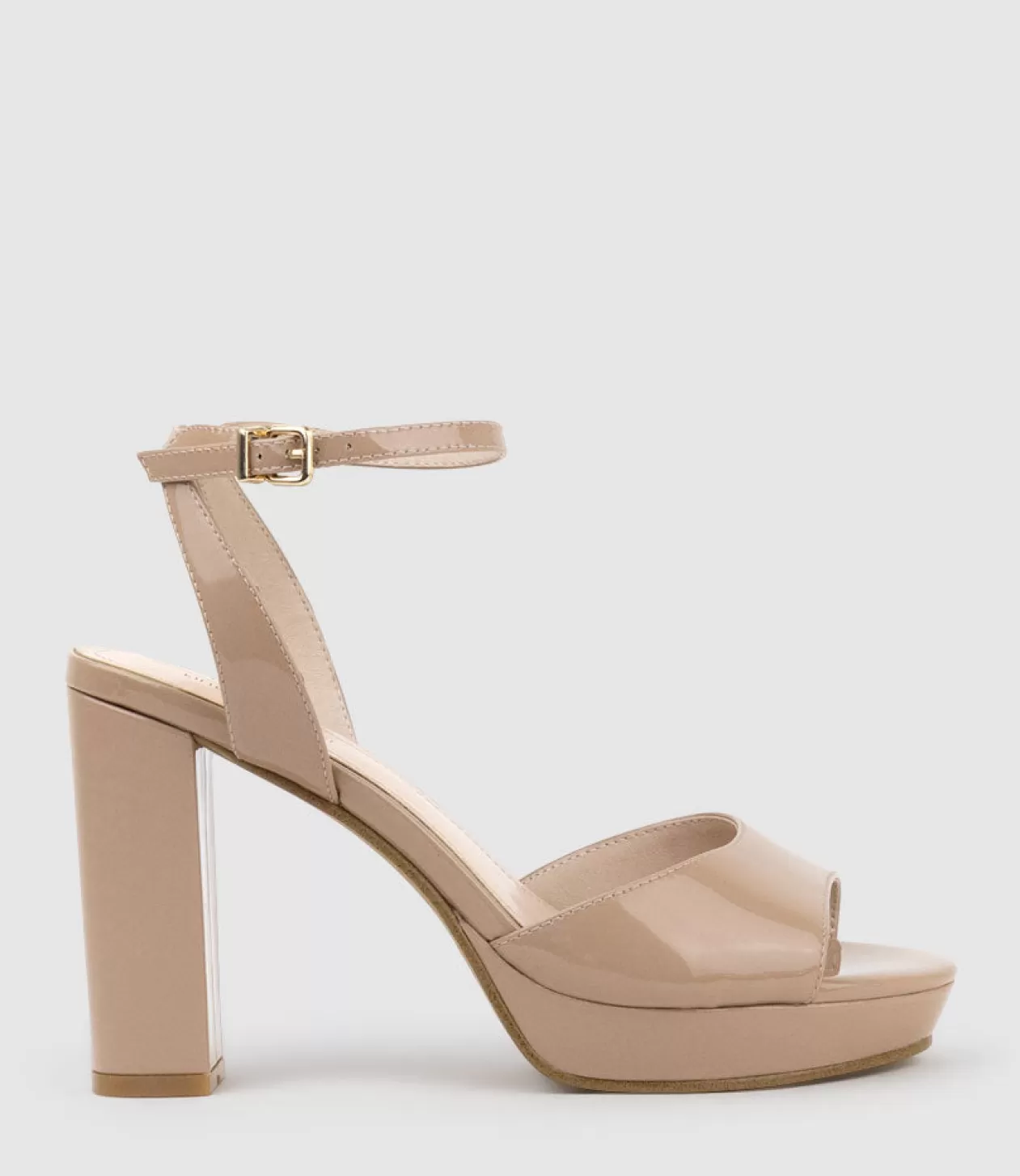 Edward Meller High Heel Sandals<Rena100 Open Toe Platform Sandal In Nude Patent