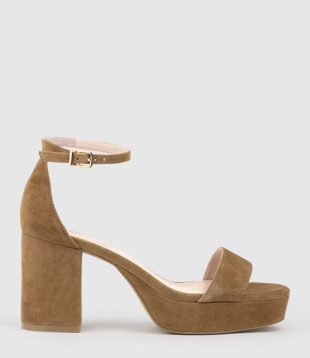 Edward Meller High Heel Sandals<Resdin80 Single Strap Platform Sandal In Tawny Suede