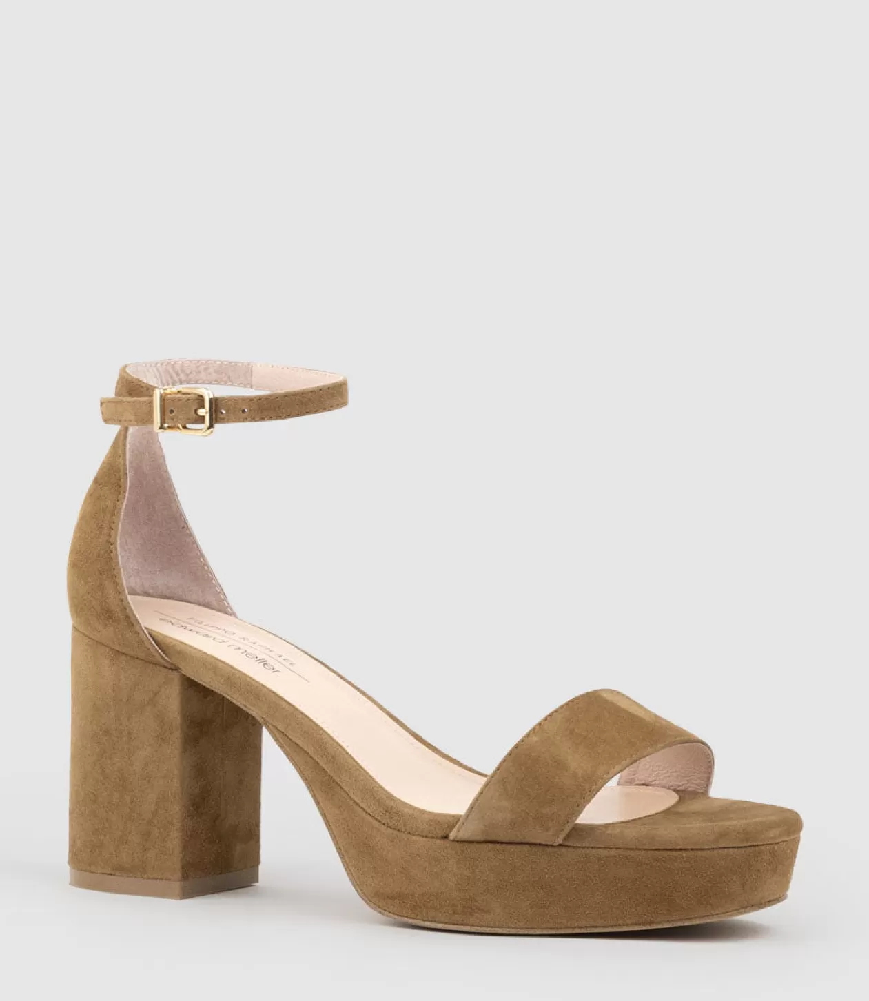 Edward Meller High Heel Sandals<Resdin80 Single Strap Platform Sandal In Tawny Suede