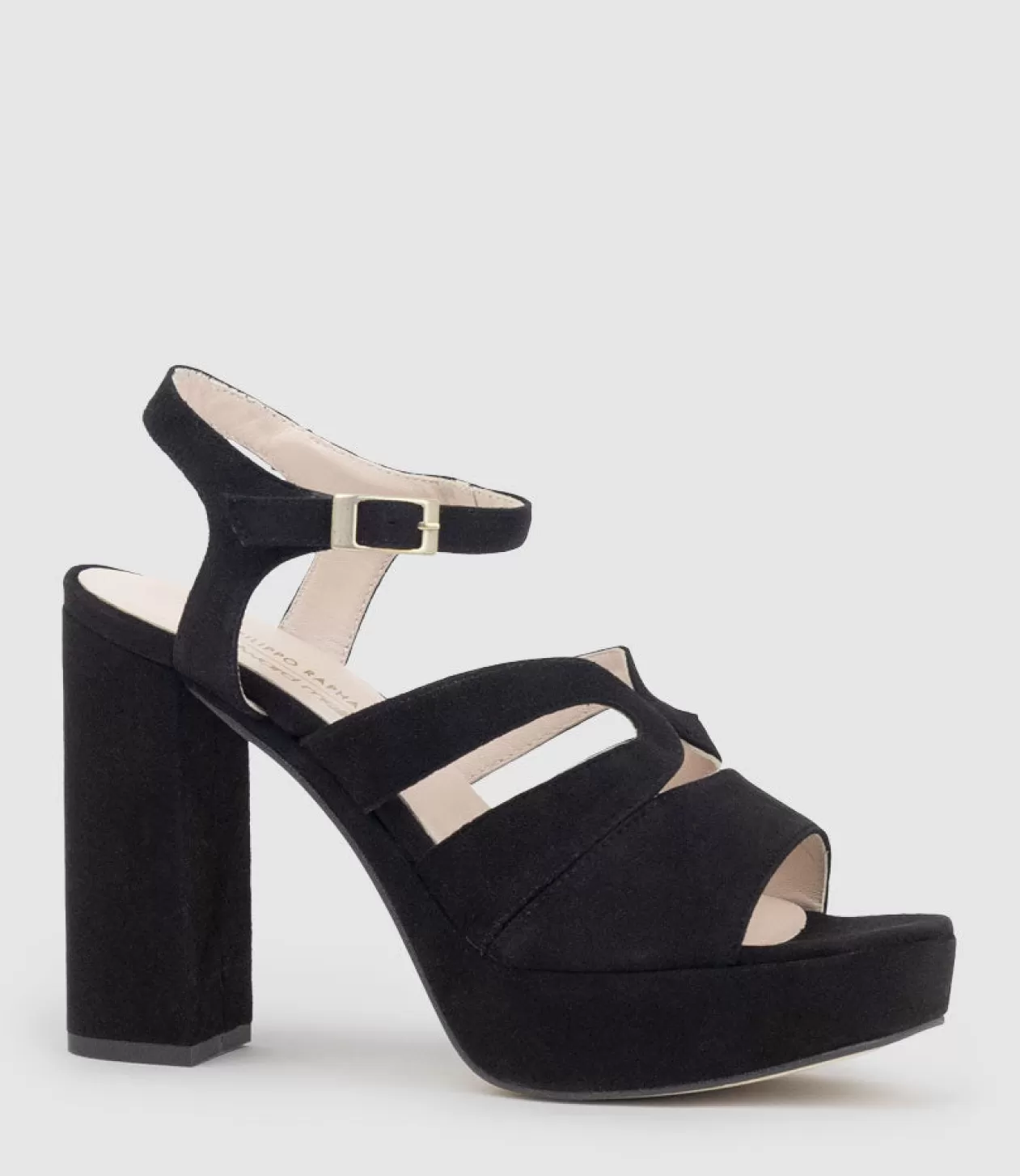 Edward Meller Platform Sandals<Reya100 Open Toe Platform Sandal In Black Suede