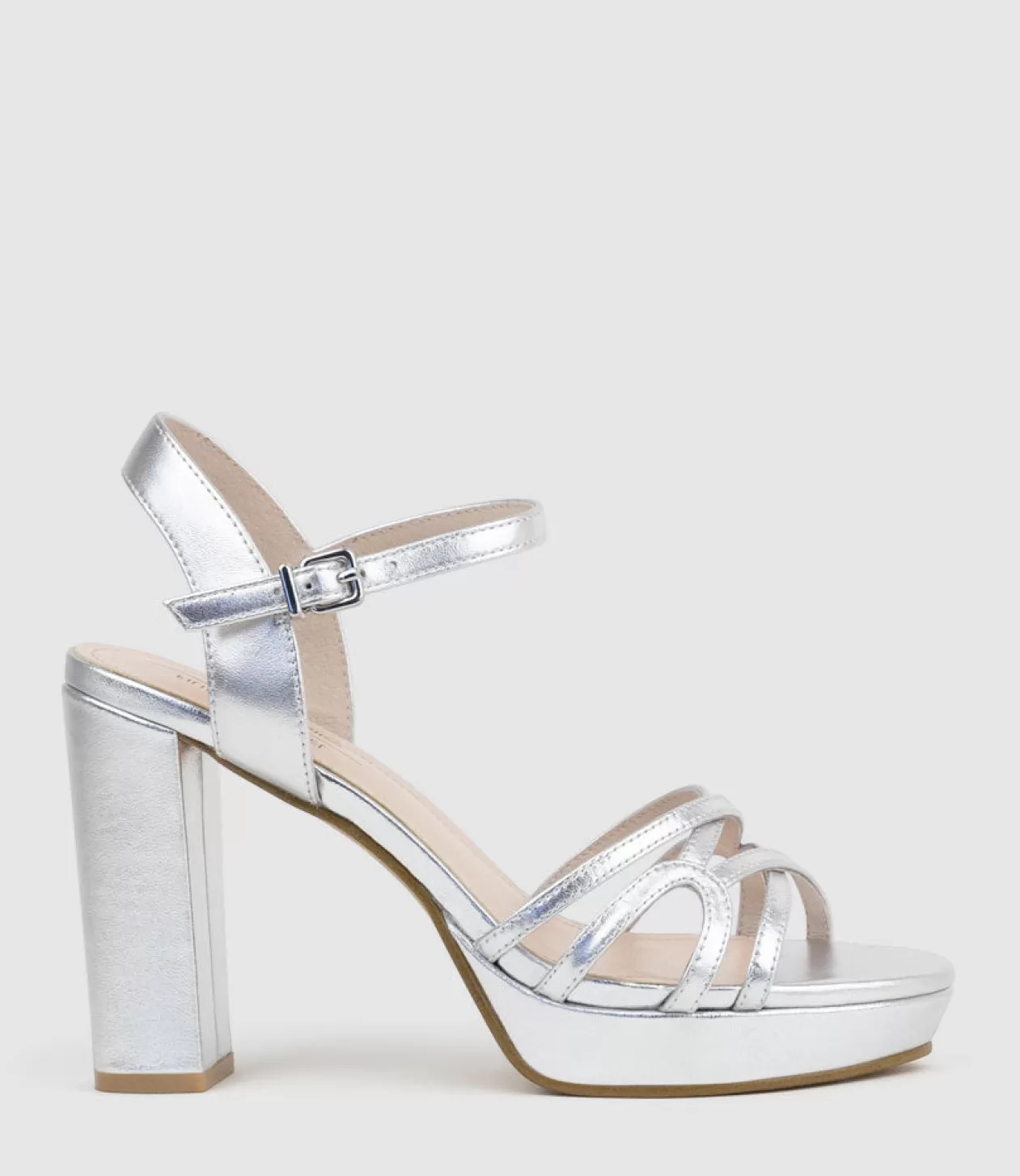 Edward Meller High Heel Sandals<Ria100 Strappy Platform Sandal In Silver