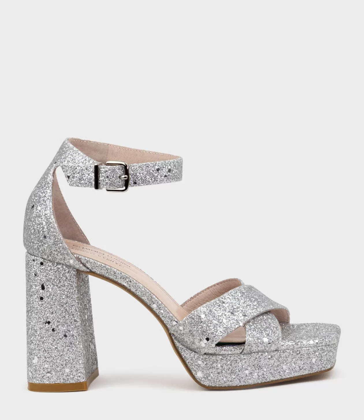 Edward Meller High Heel Sandals<Richie95 Crossover Platform Sandal In Silver Sparkle