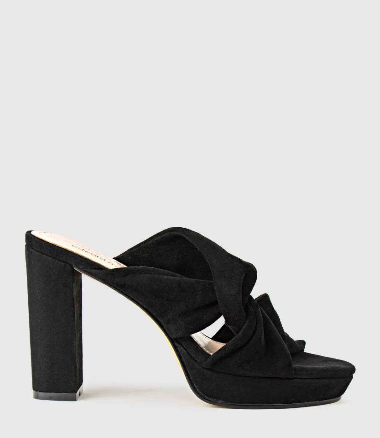 Edward Meller High Heel Sandals<Rilana100 Folded Slide On Platform In Black Suede