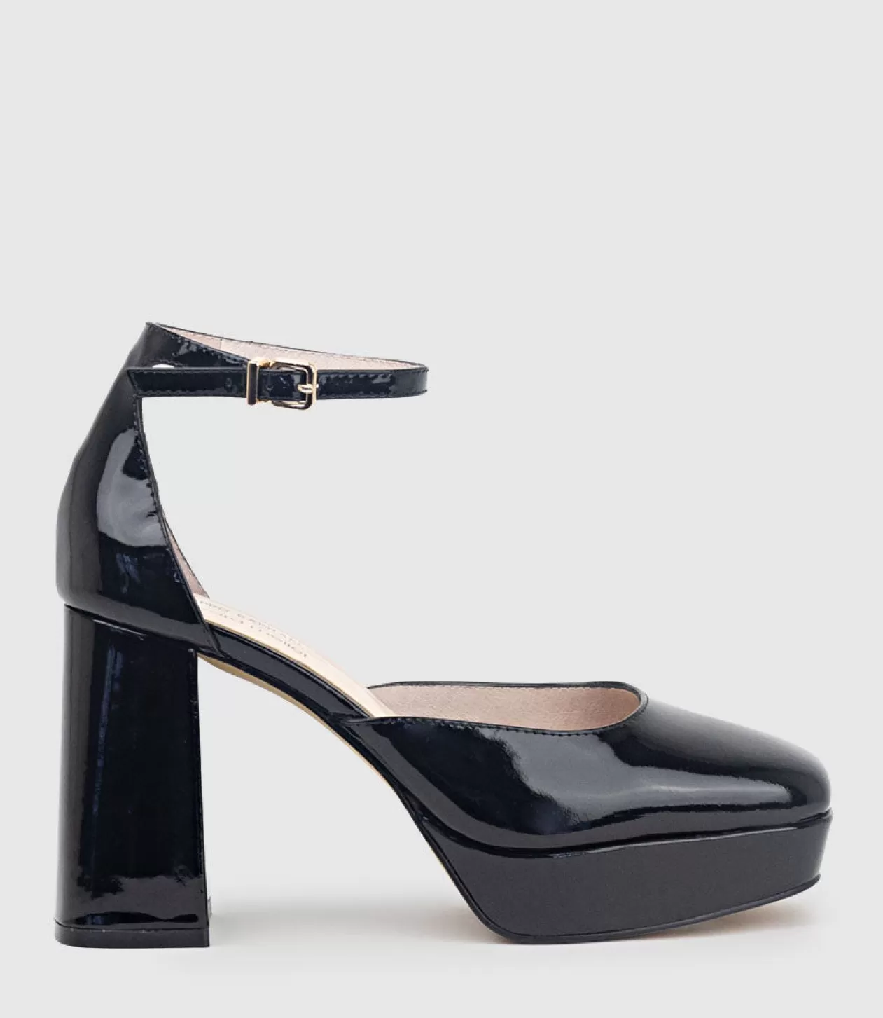 Edward Meller High Heel<Rimini95 Closed Toe Platform Sandal In Black Patent