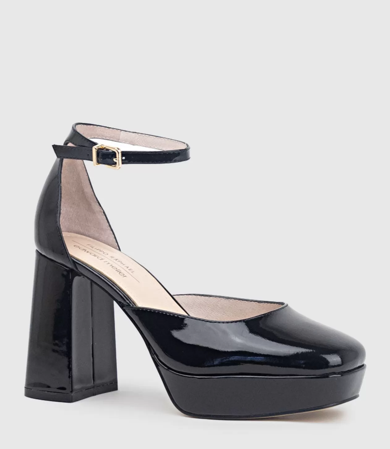 Edward Meller High Heel<Rimini95 Closed Toe Platform Sandal In Black Patent