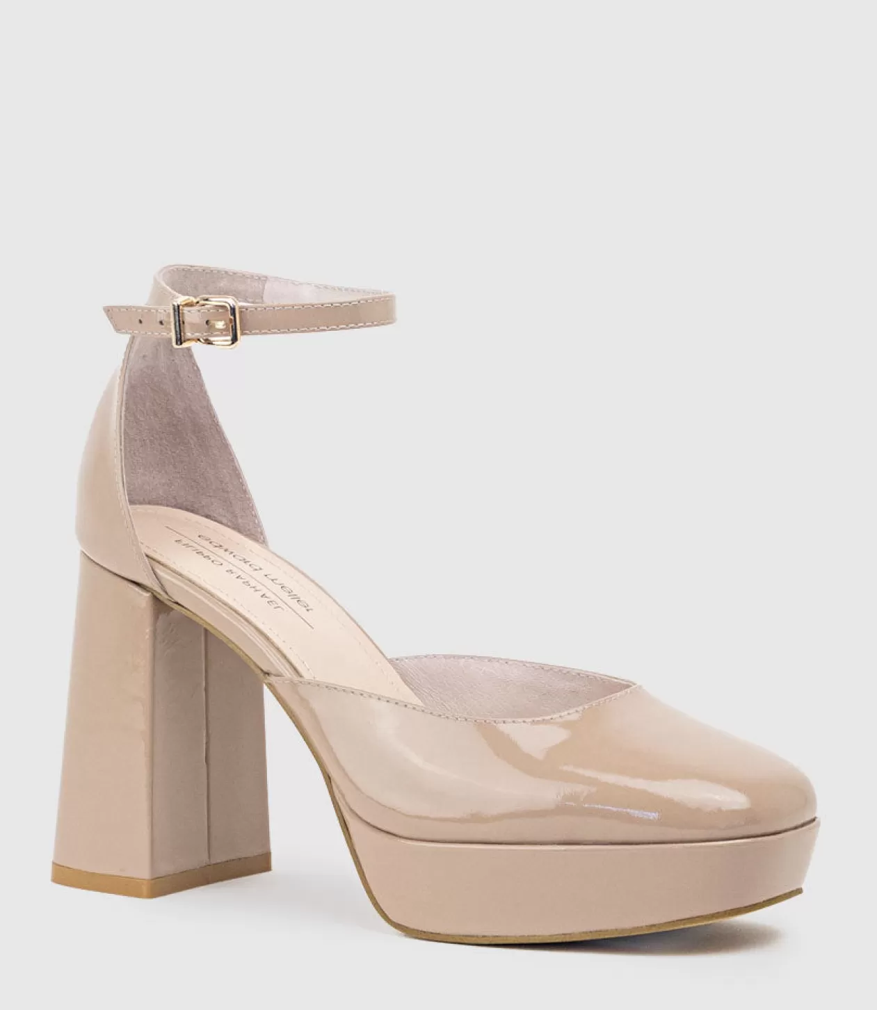 Edward Meller High Heel<Rimini95 Closed Toe Platform Sandal In Nude Patent