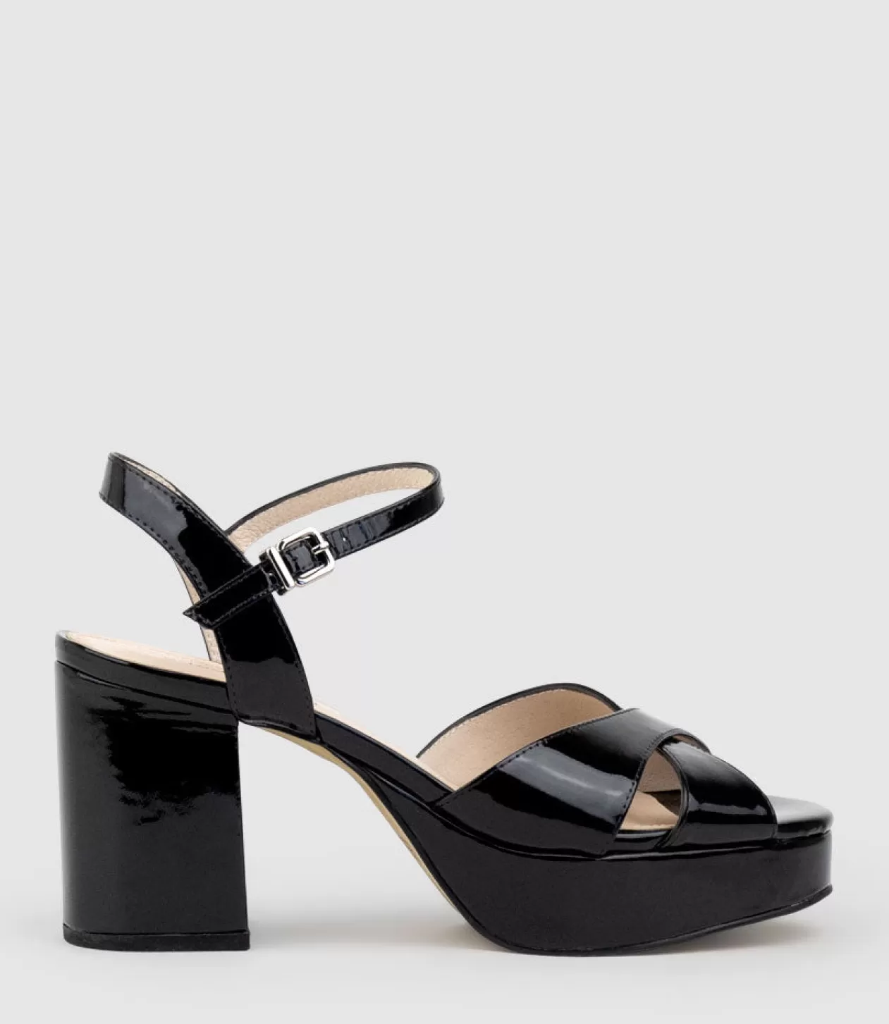 Edward Meller Platform Sandals<Roane80 Crossover Platform Sandal In Black Patent