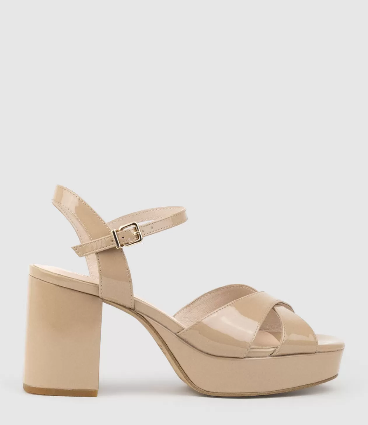 Edward Meller High Heel Sandals<Roane80 Crossover Platform Sandal In Nude Patent