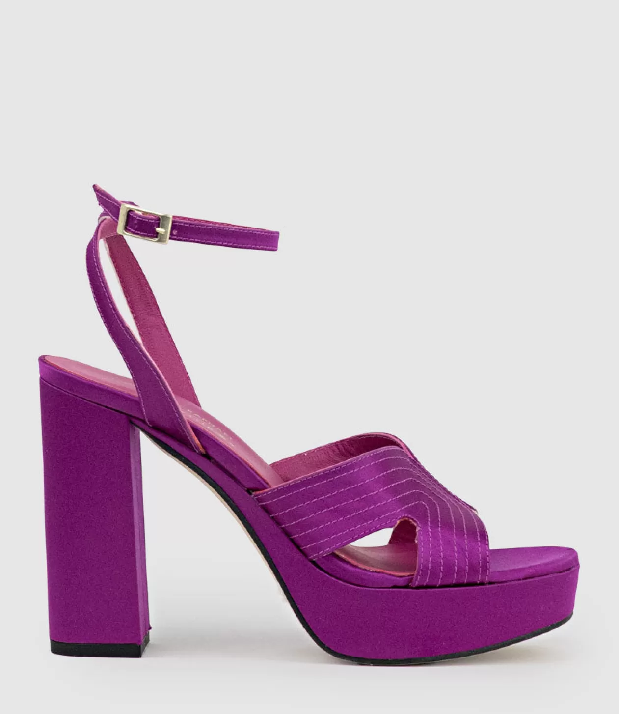 Edward Meller Platform Sandals<Rosalia100 Stitched Detail Platform Sandal In Magenta Satin