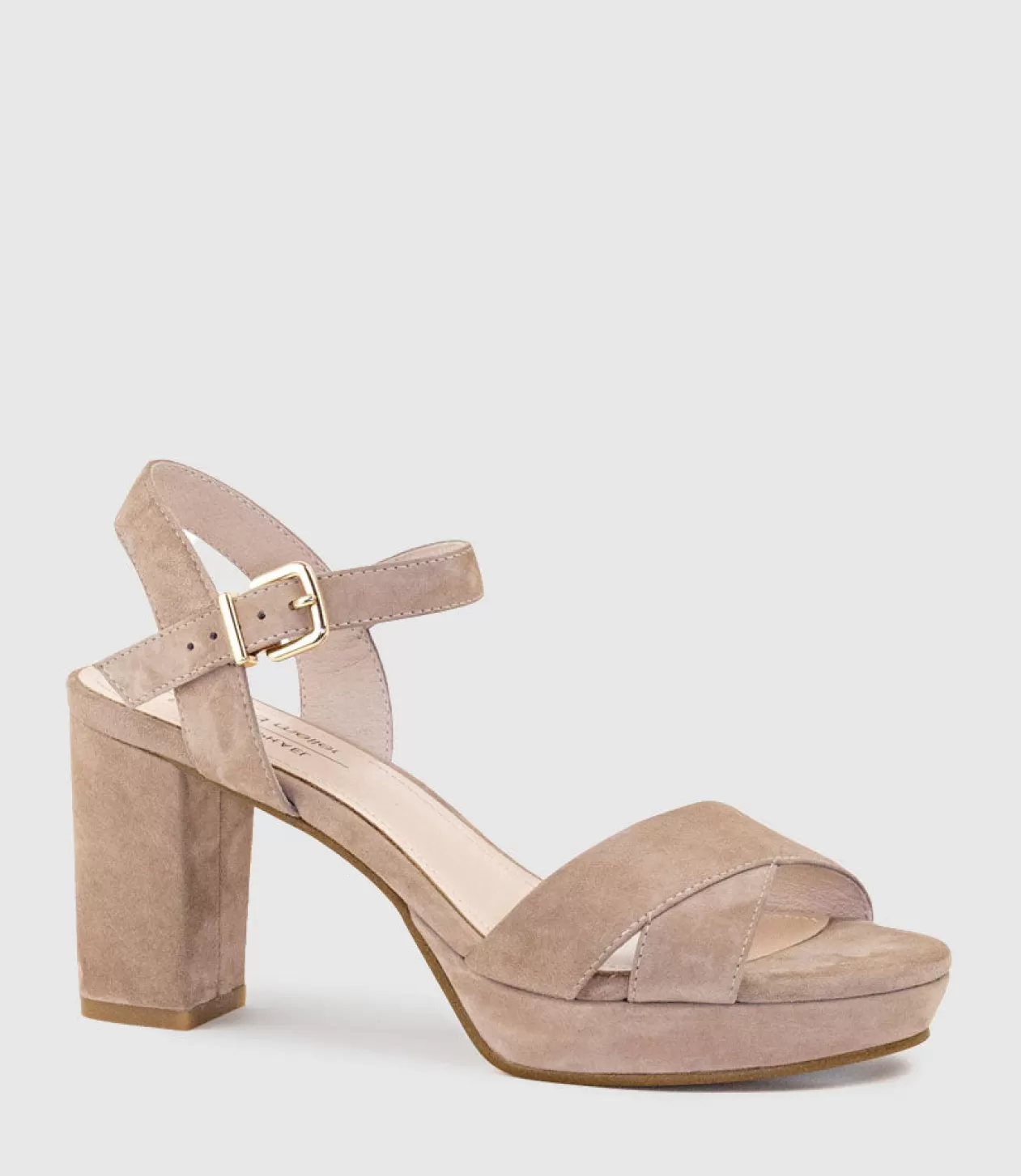 Edward Meller High Heel Sandals<Rowan80 Asymmetrical Platform Sandal In Nude Suede