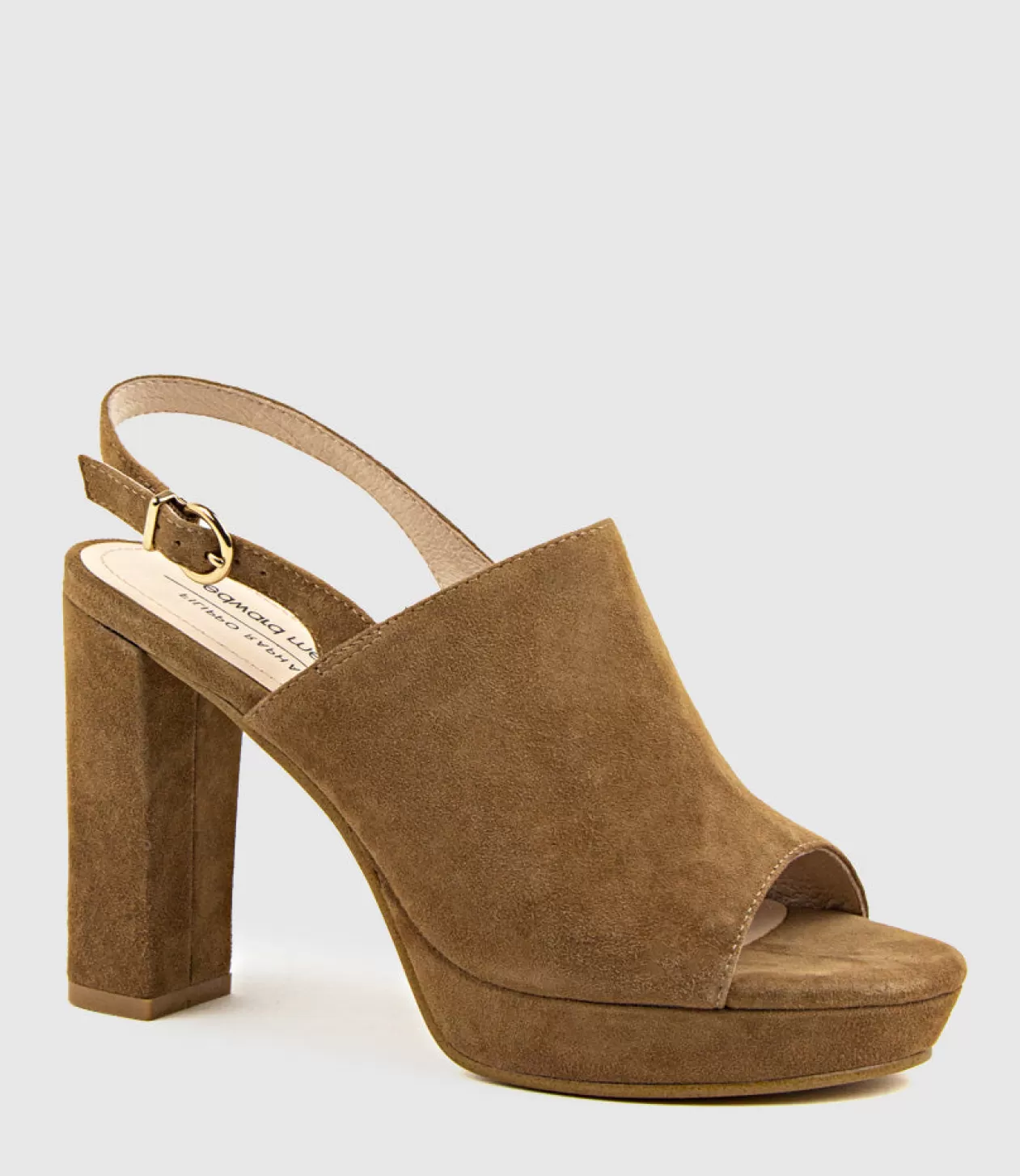 Edward Meller High Heel Sandals<Ruler Platform Slingback Sandal In Tawny Suede