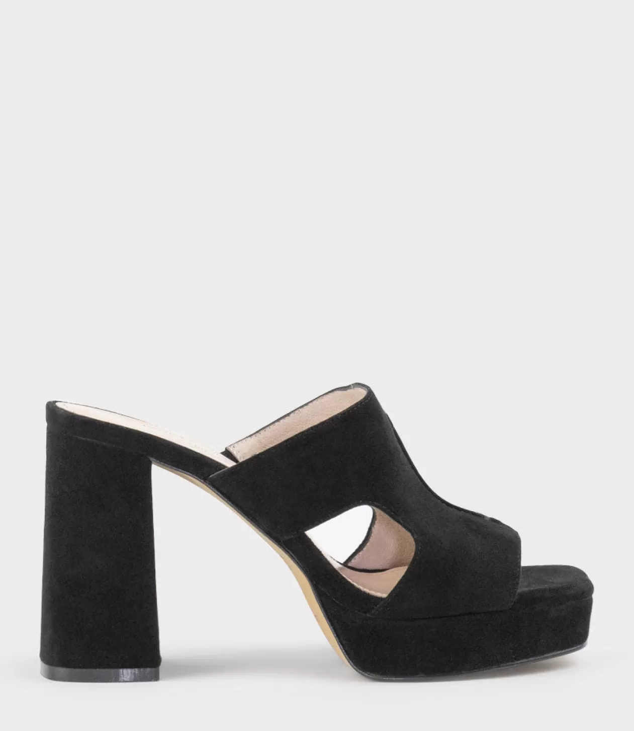 Edward Meller Platform Sandals<Rylie95 Platform Slide With Cut-Out In Black Suede