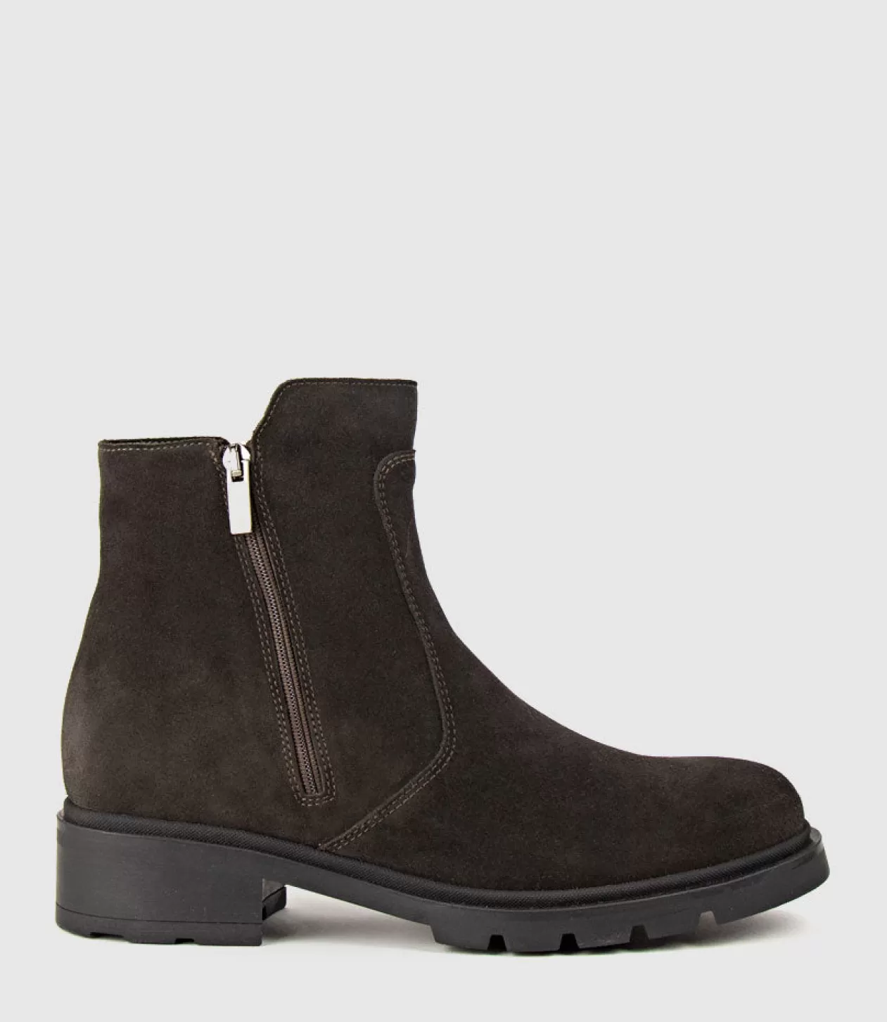 Edward Meller La Canadienne<Sassy Double Zip Ankle Boot In Espresso Suede