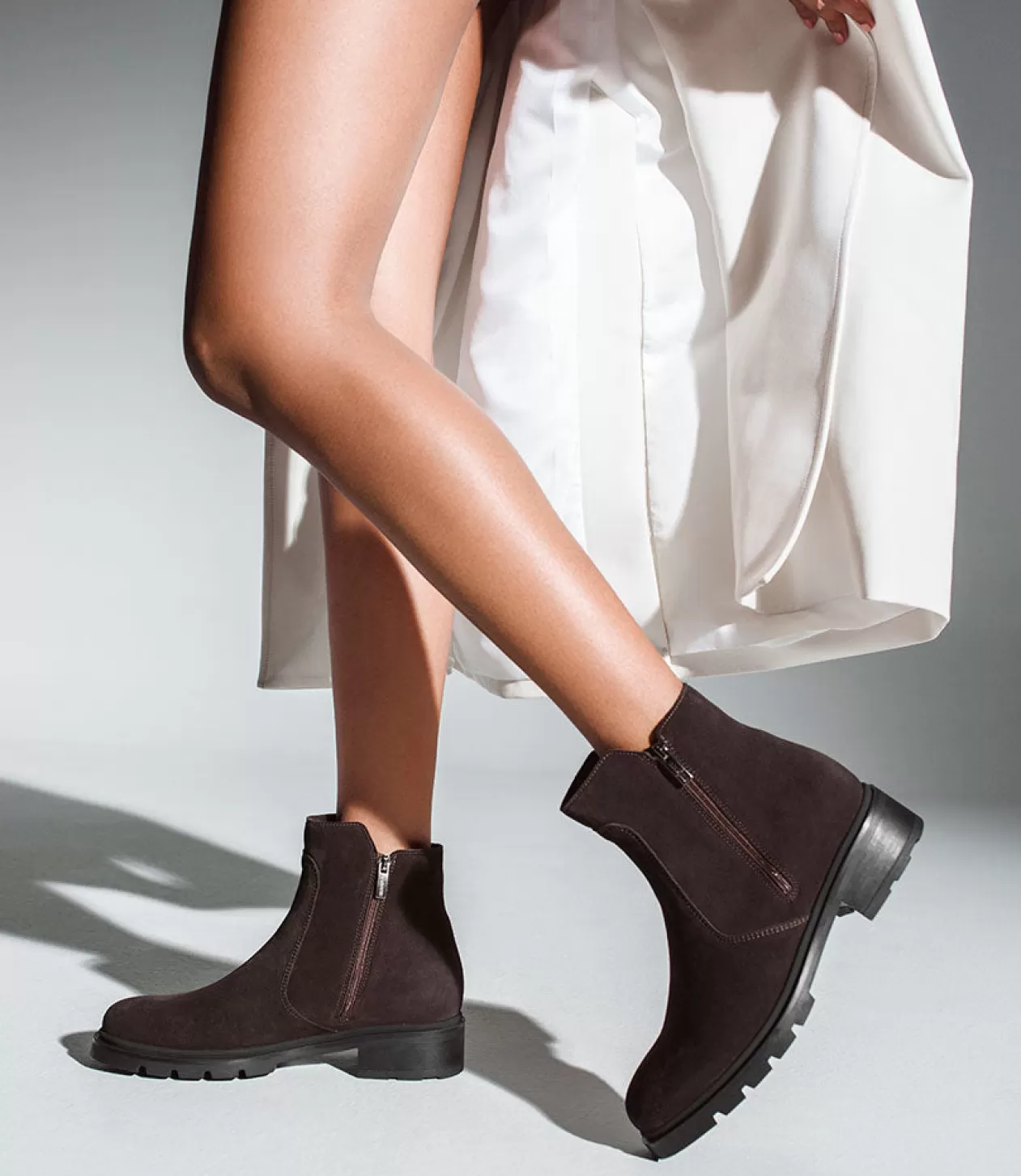 Edward Meller La Canadienne<Sassy Double Zip Ankle Boot In Espresso Suede