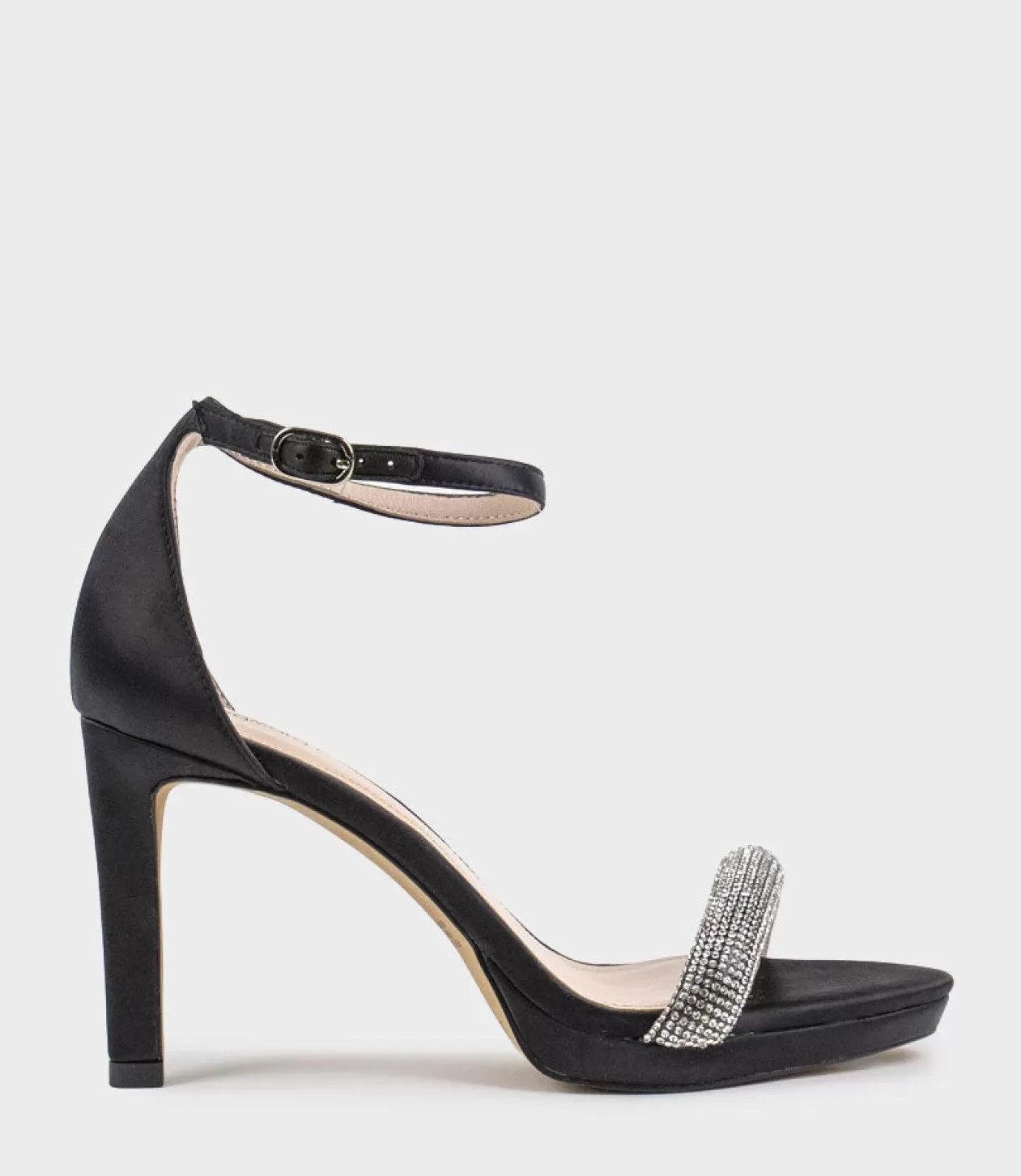 Edward Meller High Heel Sandals<Satina90 Diamond Band Sandal Platform Sandal In Black Satin