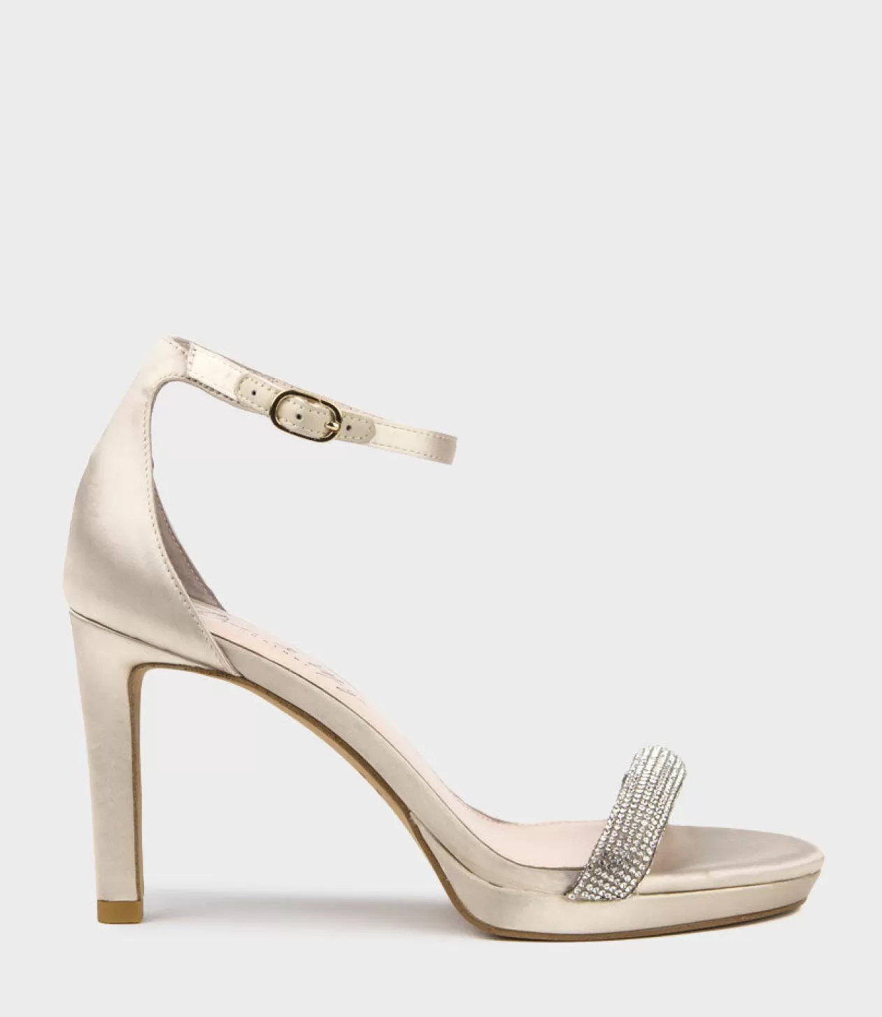 Edward Meller High Heel Sandals<Satina90 Diamond Band Sandal Platform Sandal In Champagne Satin