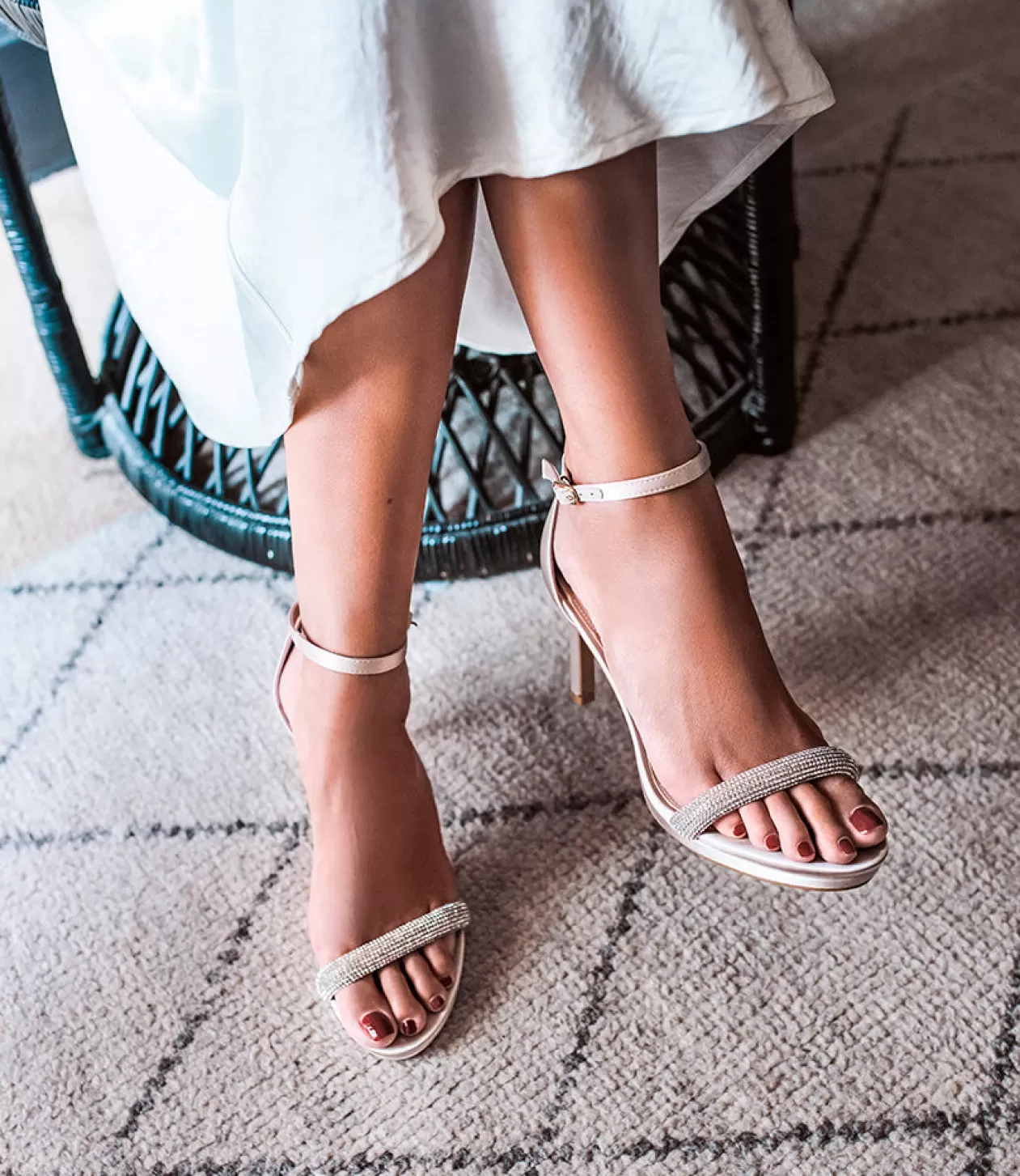 Edward Meller High Heel Sandals<Satina90 Diamond Band Sandal Platform Sandal In Champagne Satin