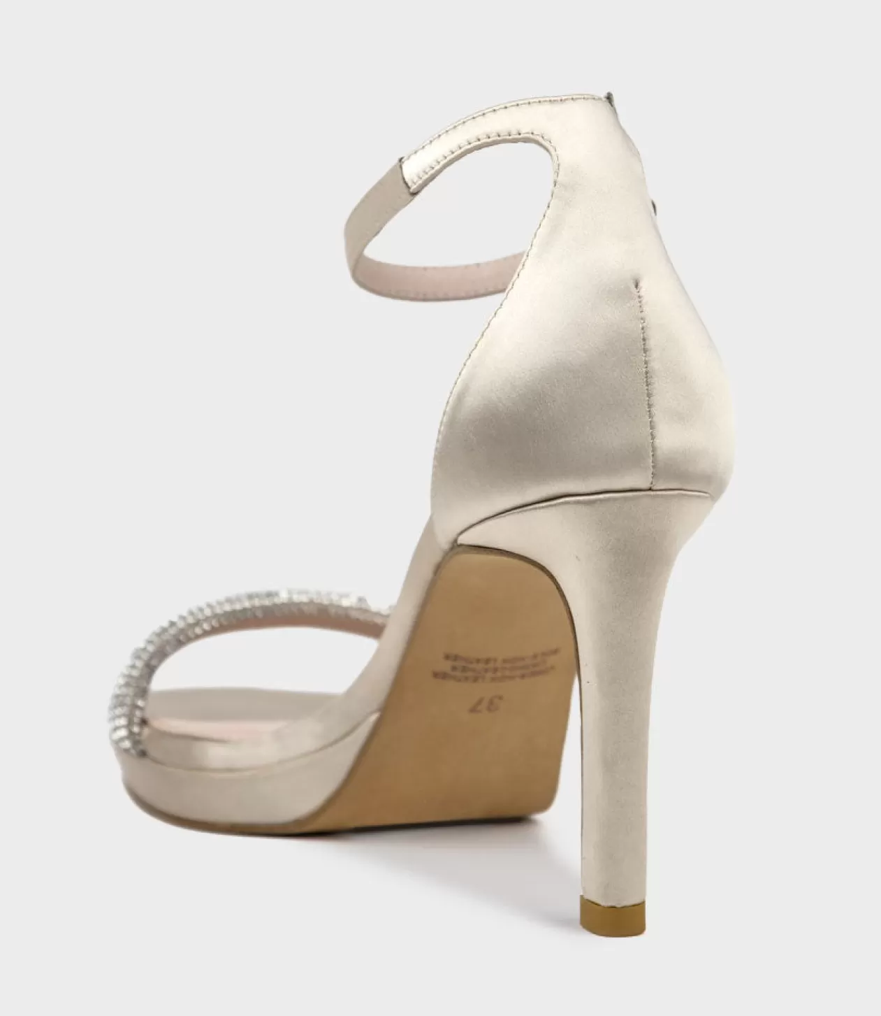 Edward Meller High Heel Sandals<Satina90 Diamond Band Sandal Platform Sandal In Champagne Satin