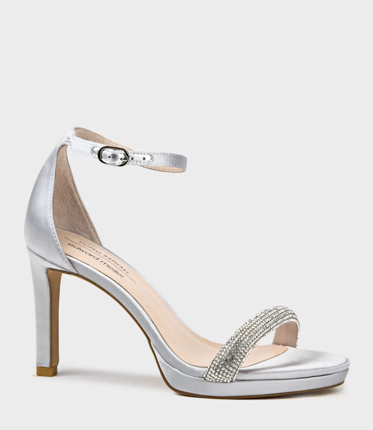 Edward Meller Platform Sandals<Satina90 Diamond Band Sandal Platform Sandal In Silver Satin