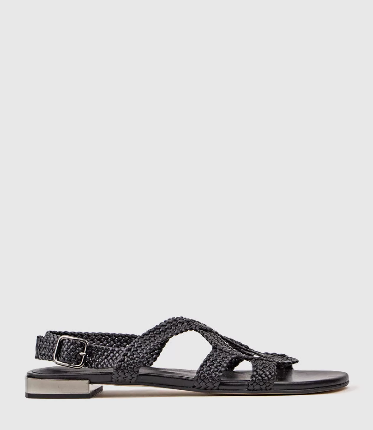 Edward Meller Low Sandals<Satine Woven Sandal With Metal Heel In Black