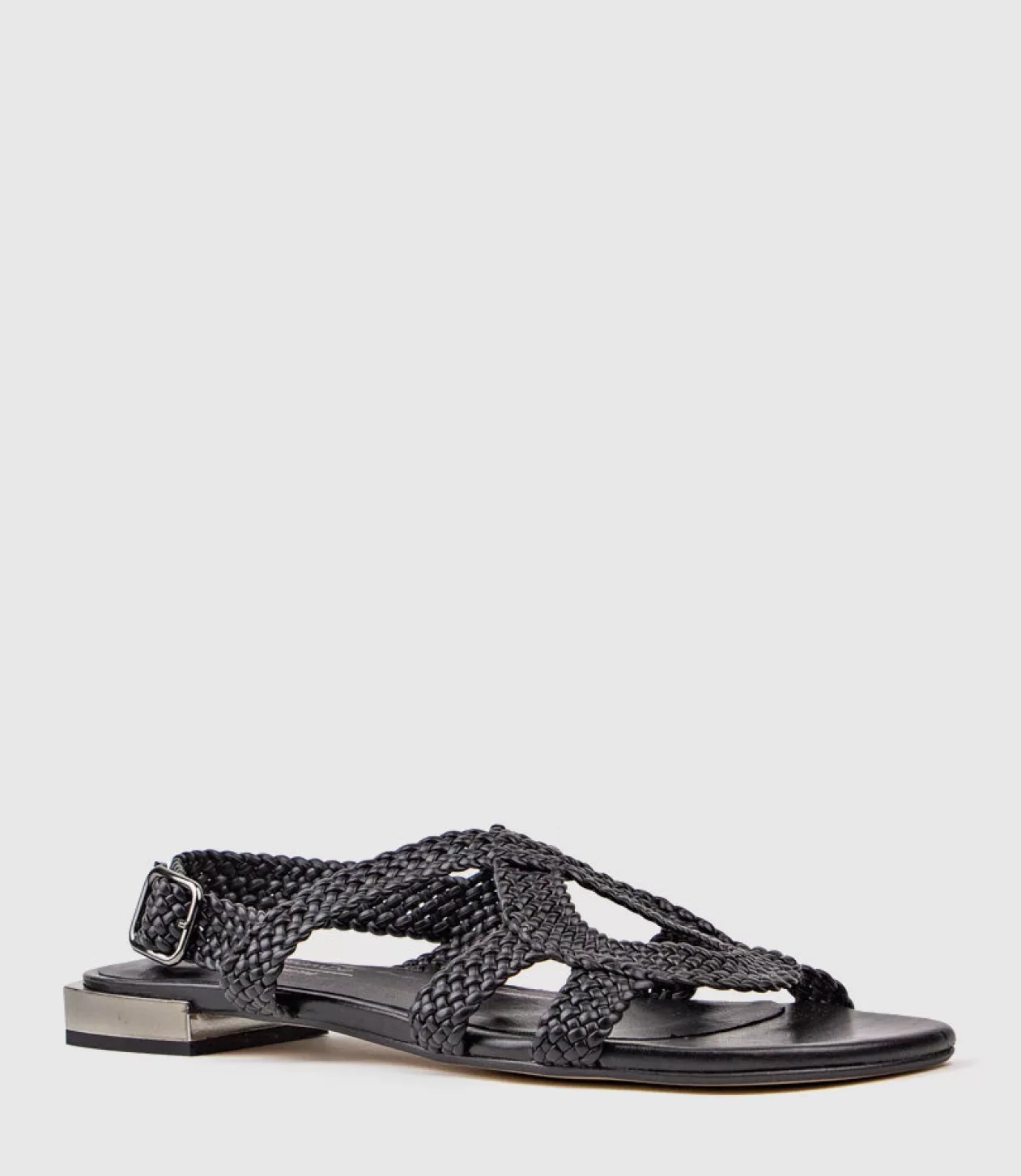 Edward Meller Low Sandals<Satine Woven Sandal With Metal Heel In Black