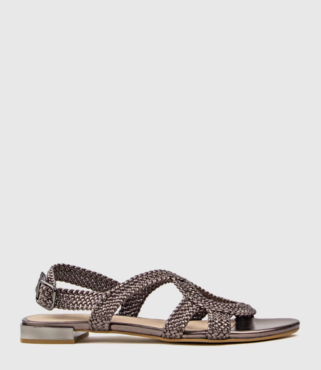 Edward Meller Low Sandals<Satine Woven Sandal With Metal Heel In Metallic