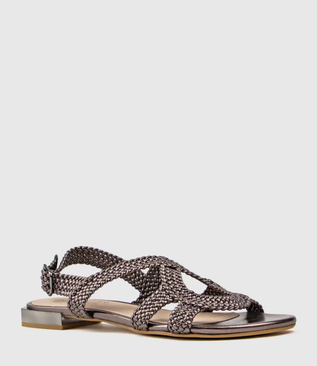 Edward Meller Low Sandals<Satine Woven Sandal With Metal Heel In Metallic