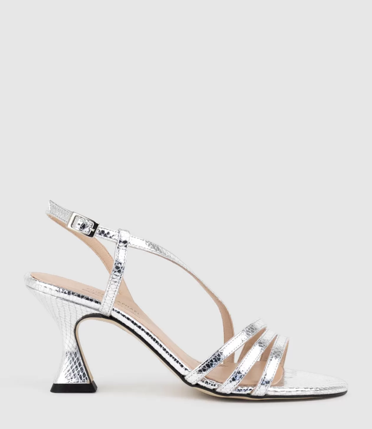 Edward Meller High Heel Sandals<Sedai70 Strappy Sandal In Silver Snake