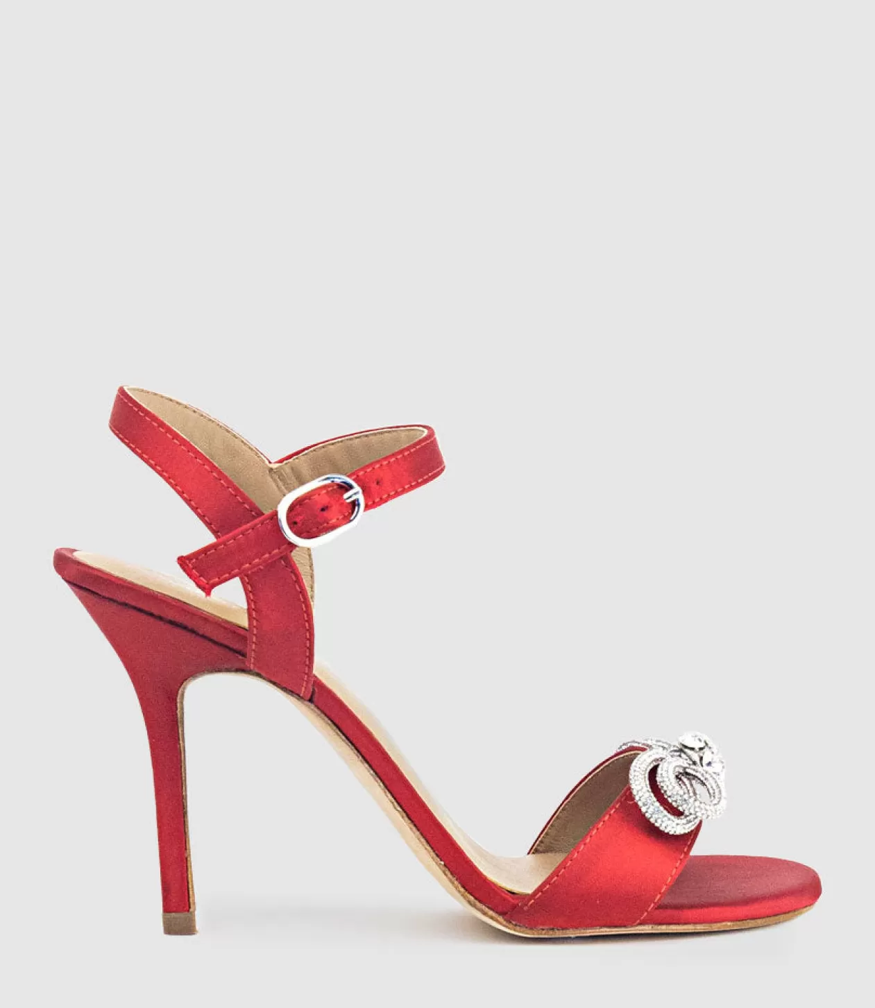 Edward Meller High Heel Sandals<Serene100 Sandal With Crystal Bow In Red Satin