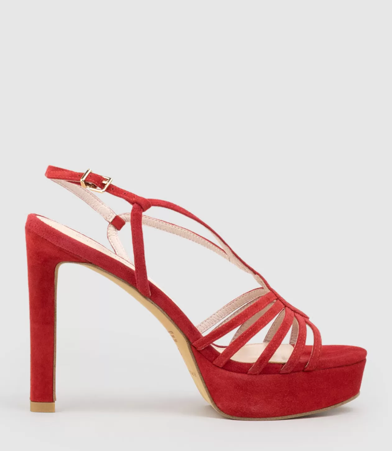 Edward Meller High Heel Sandals<Sienna110 Strappy Platform Sandal In Red Suede