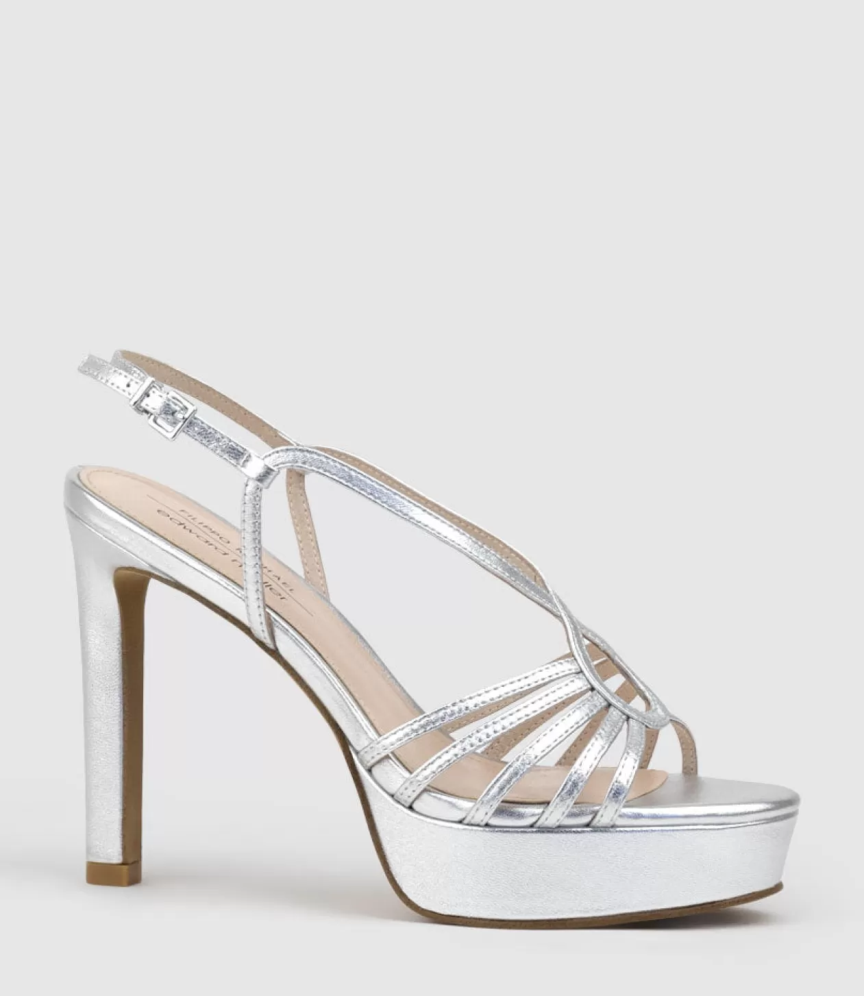 Edward Meller High Heel Sandals<Sienna110 Strappy Platform Sandal In Silver